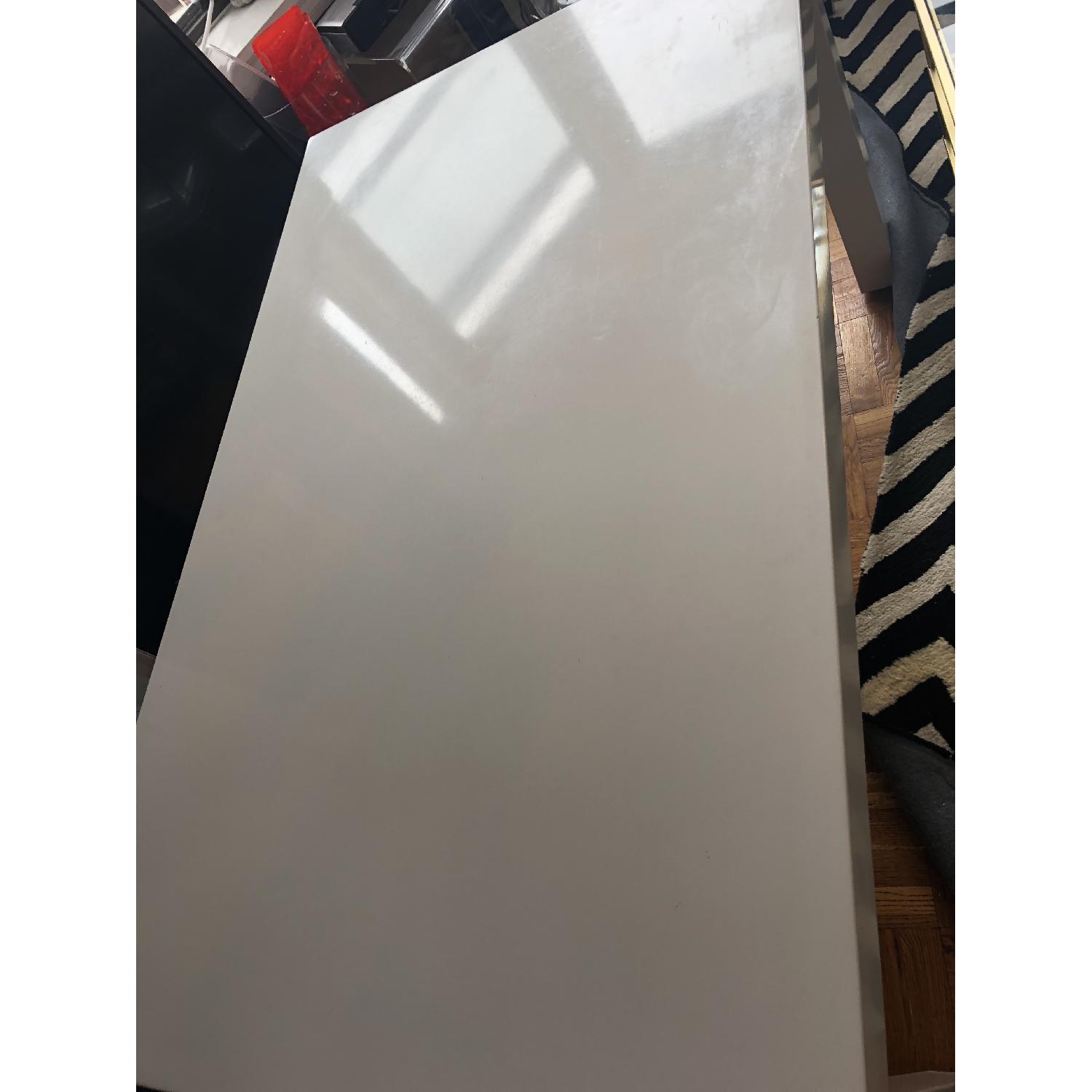 West Elm Parsons White Lacquer Dining Table - image-4