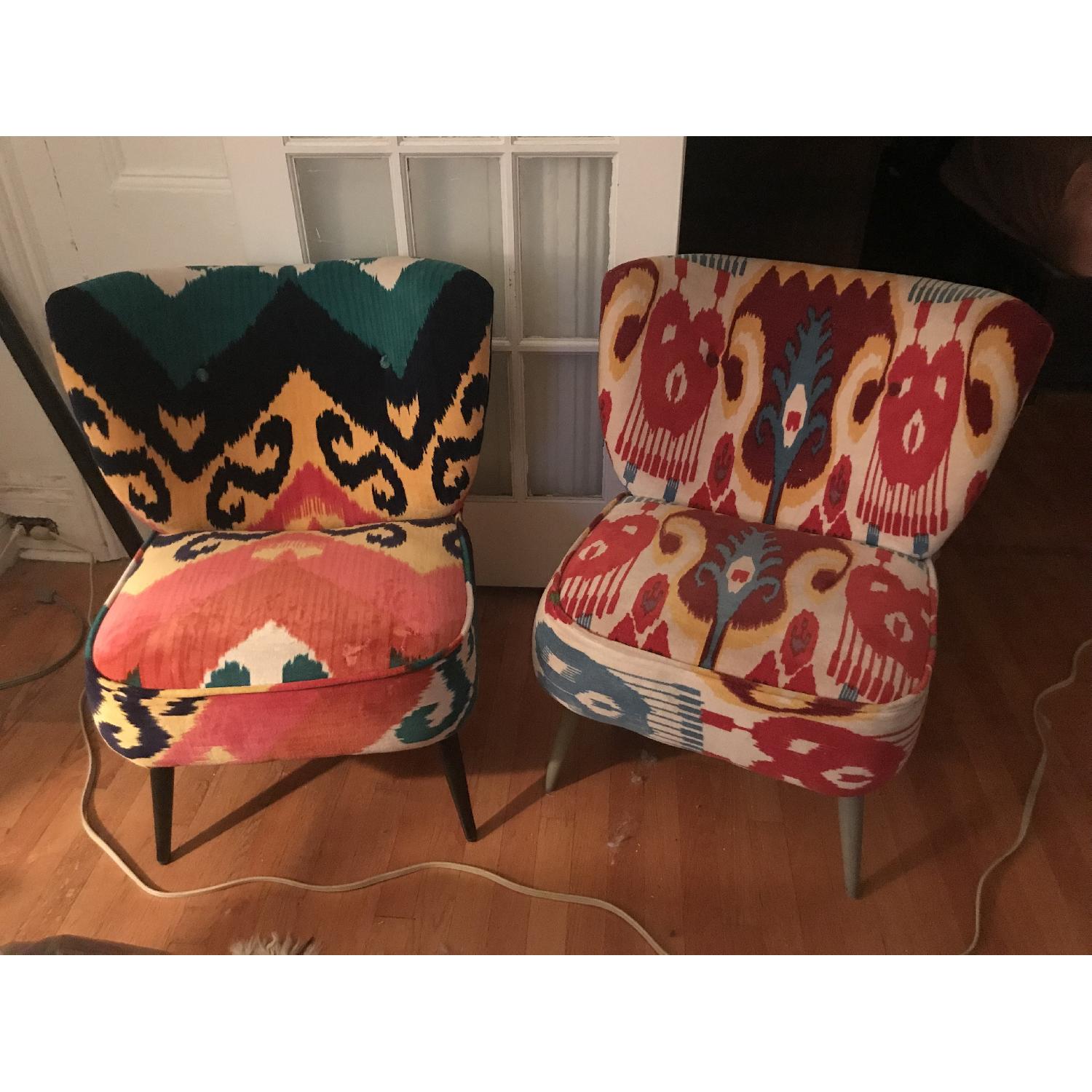Anthropologie Bold Colored Velvet Ikat Chairs - image-1