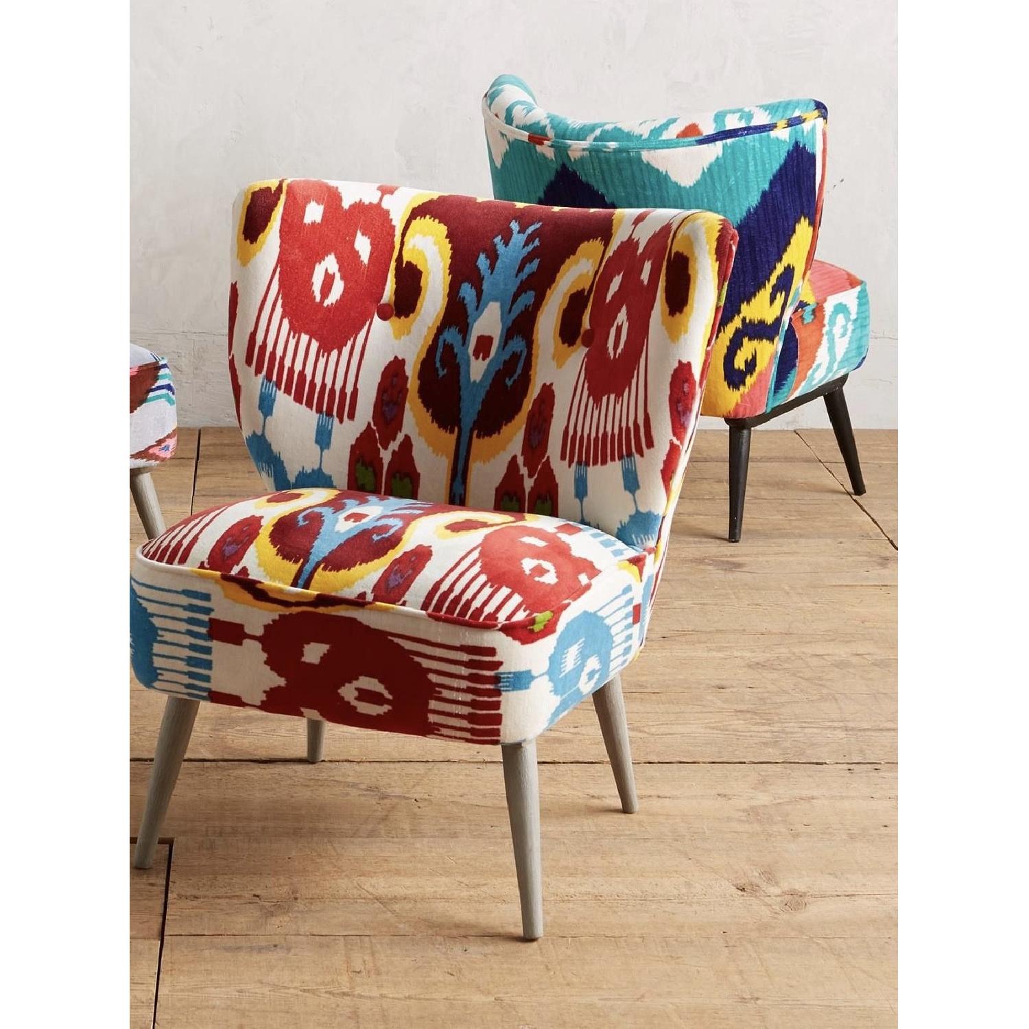 Anthropologie Bold Colored Velvet Ikat Chairs - image-3