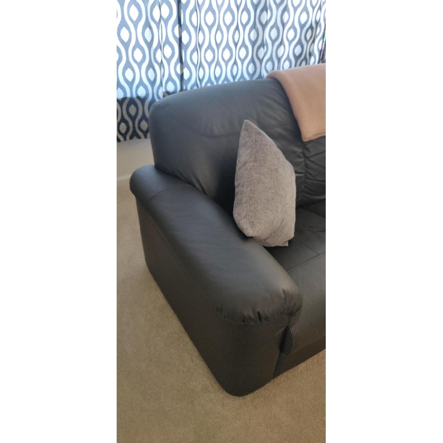 Ikea Timfors Black Leather Sofa - image-3