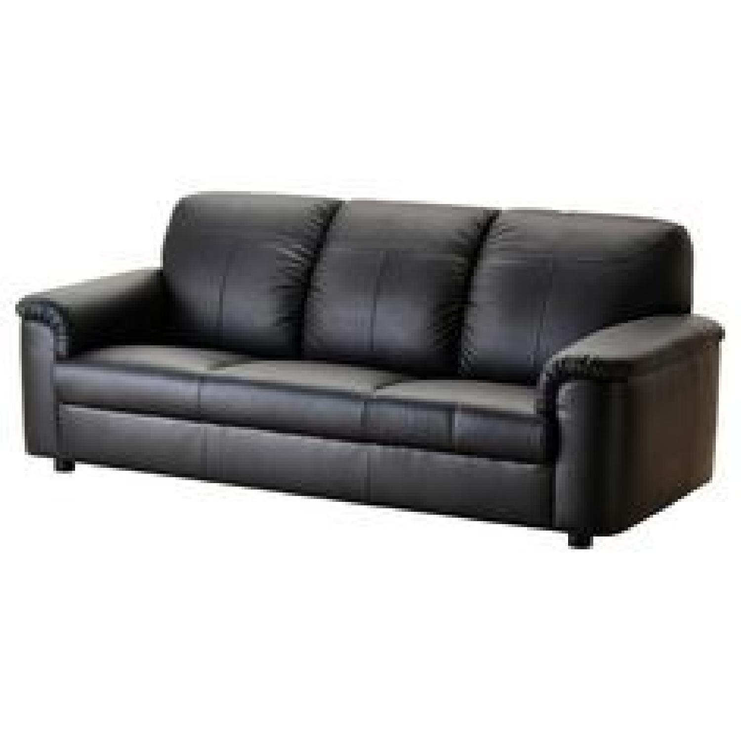 Ikea Timfors Black Leather Sofa - image-4