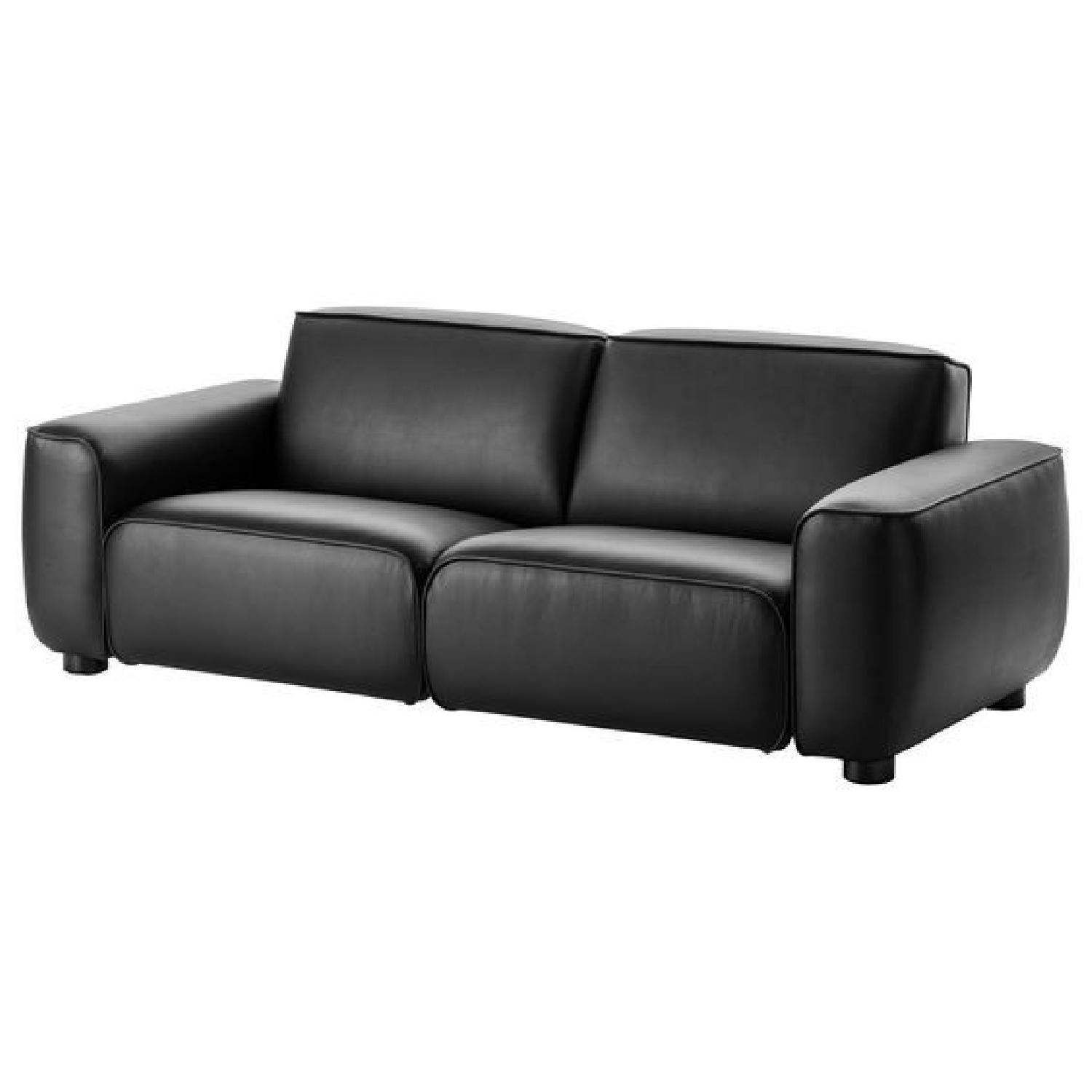 Ikea Dagarn Black Faux Leather Sofa AptDeco
