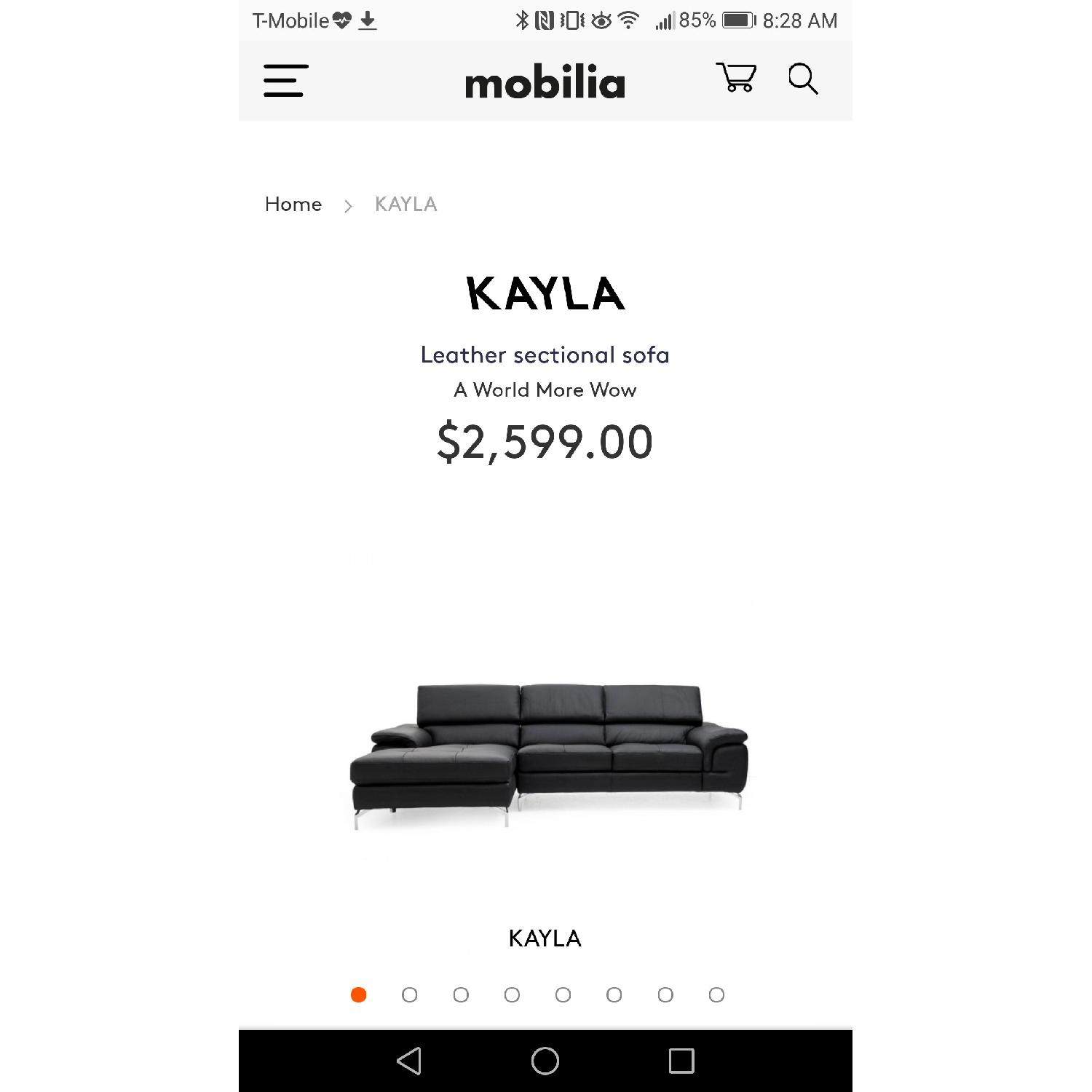 Mobilia Kayla Black Leather Sectional Sofa - image-1