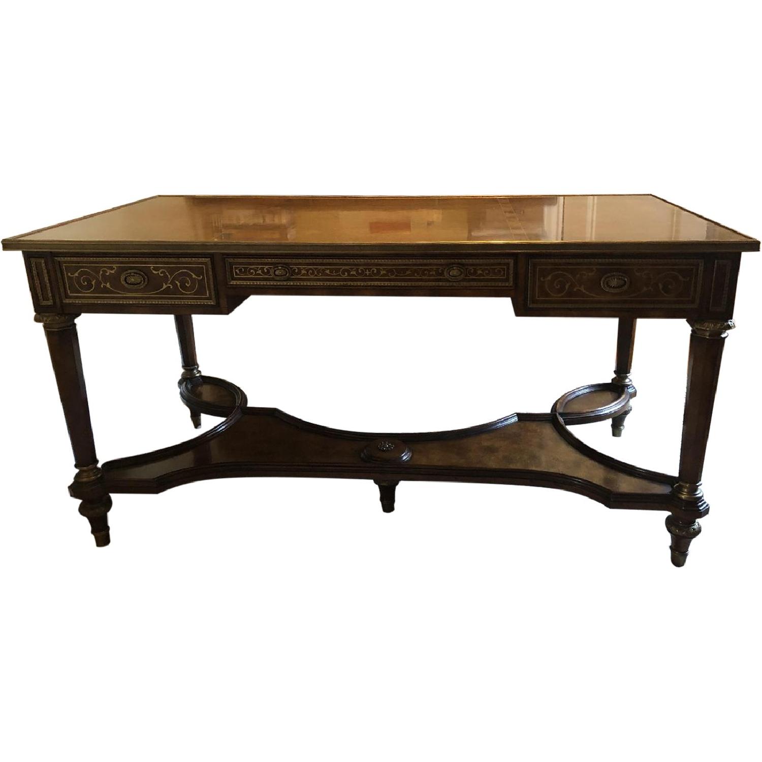 家具 Theodore Alexander Desk Vintage Theodore Alexander Leather & Mahogany Desk