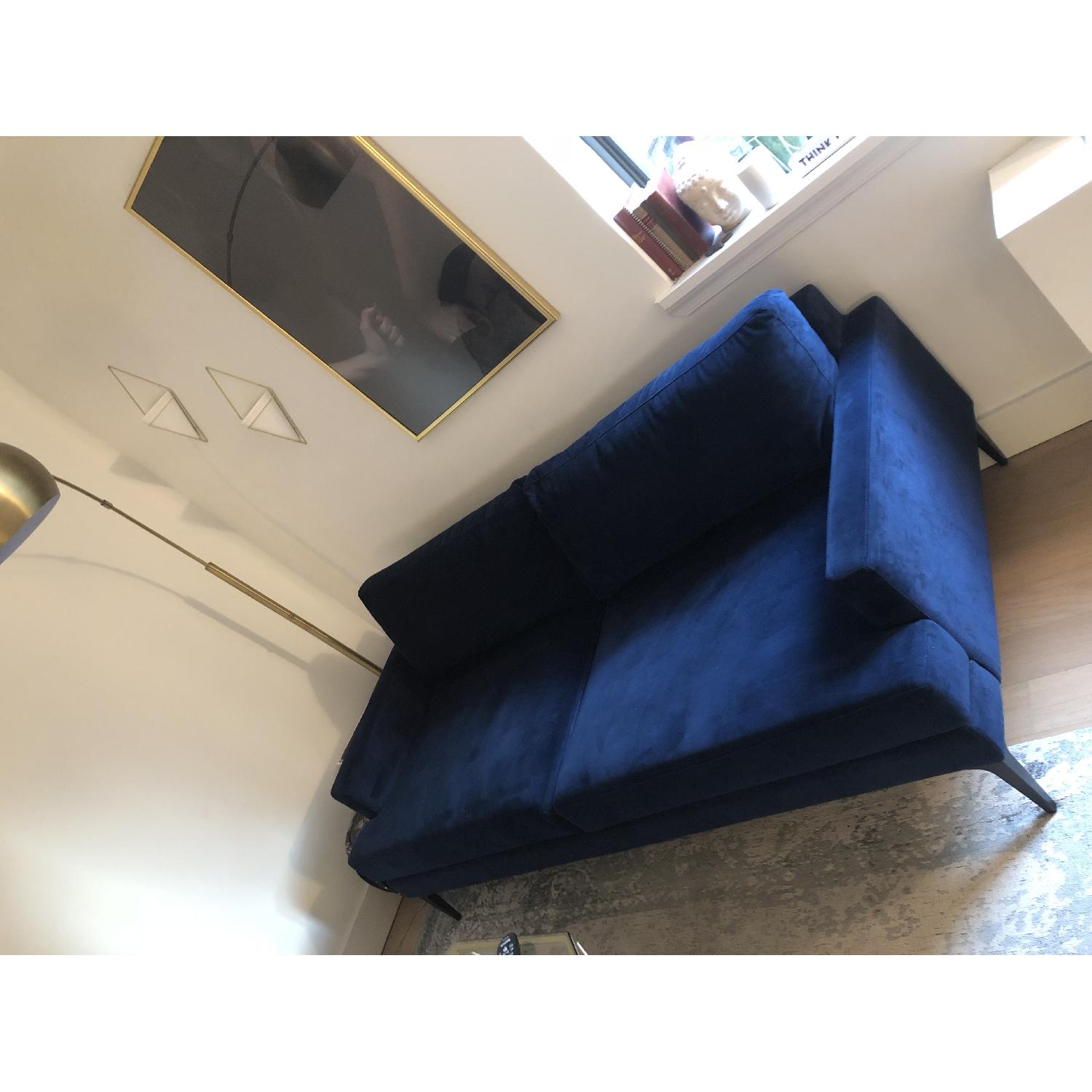 West Elm Andes Sofa in Performance Velvet Blue Ink - image-2