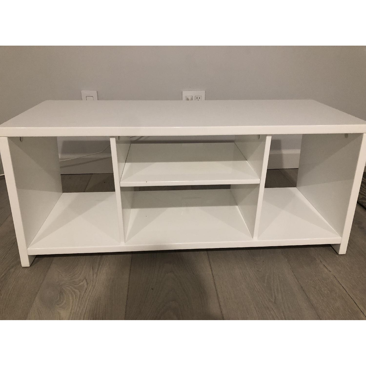 CB2 White Lacquer Media Console/Shelf - image-1