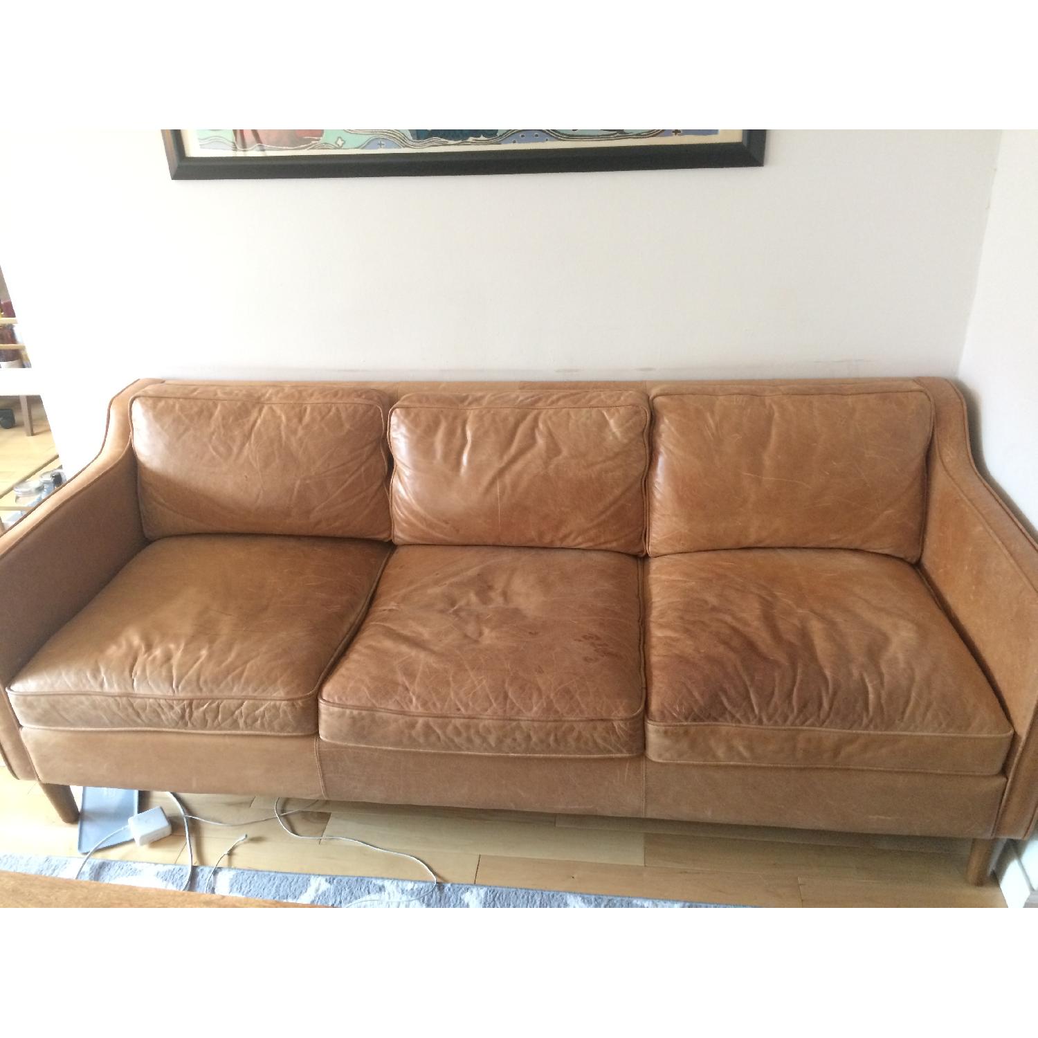 West Elm Hamilton Leather Sofa - image-1