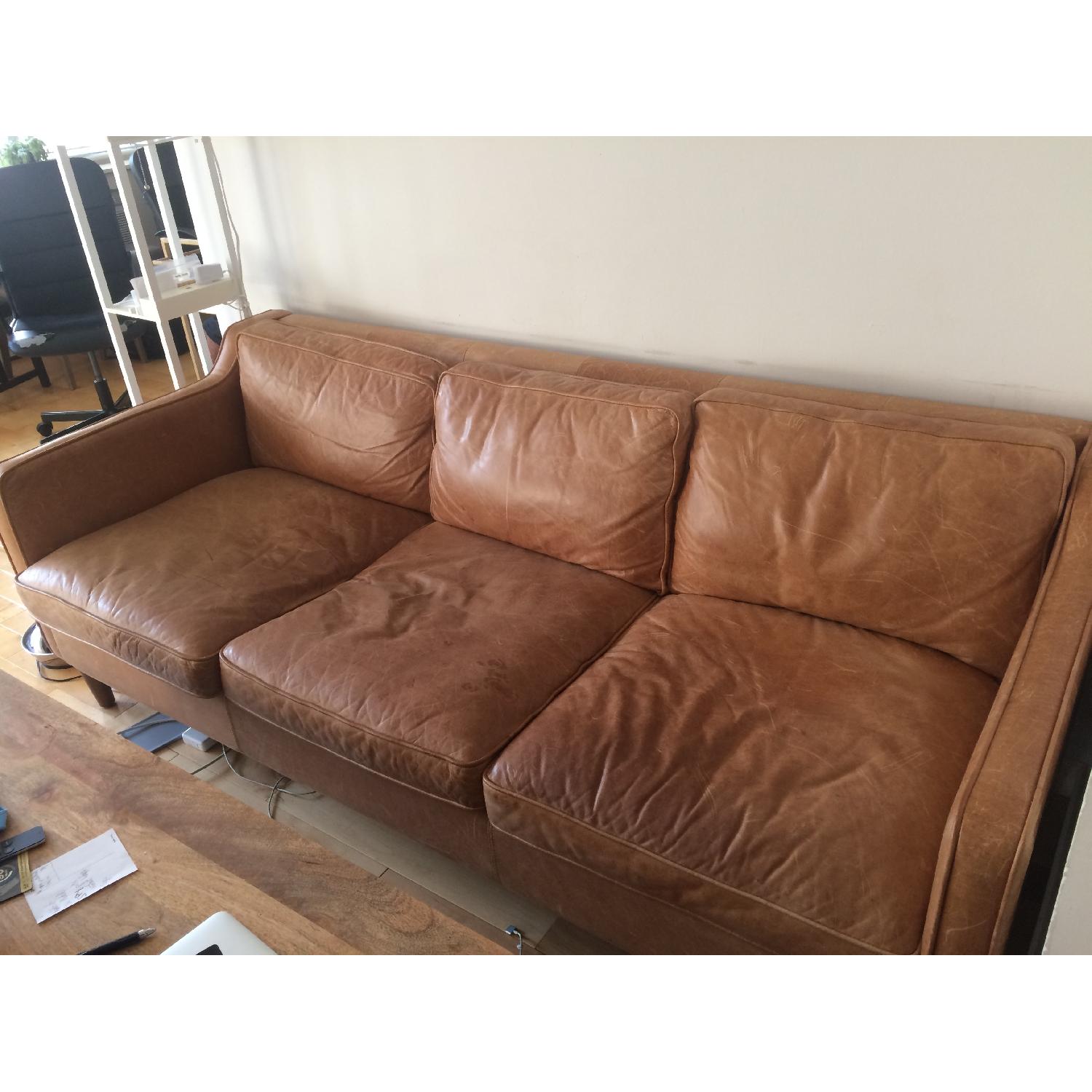 West Elm Hamilton Leather Sofa - image-2