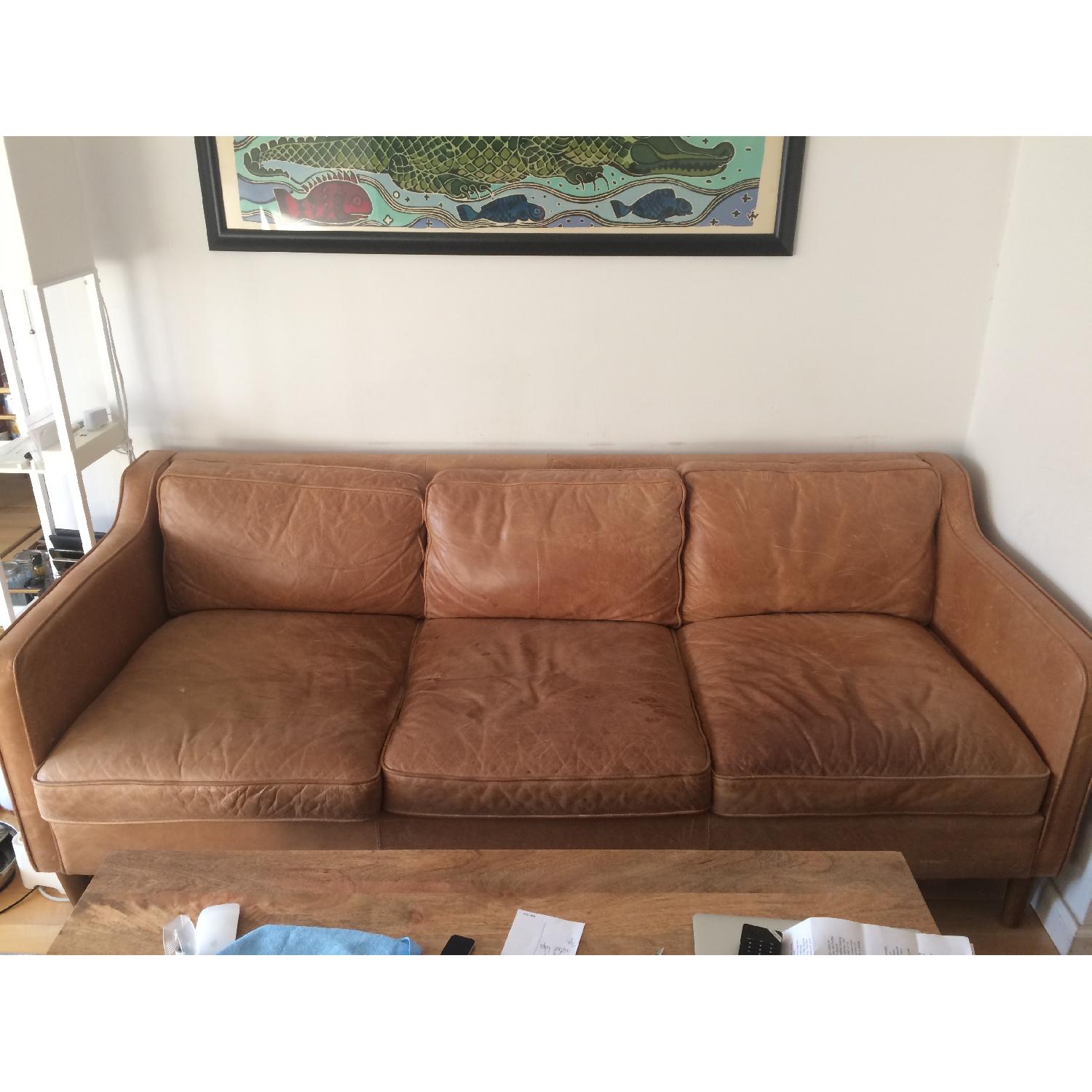 West Elm Hamilton Leather Sofa - image-4