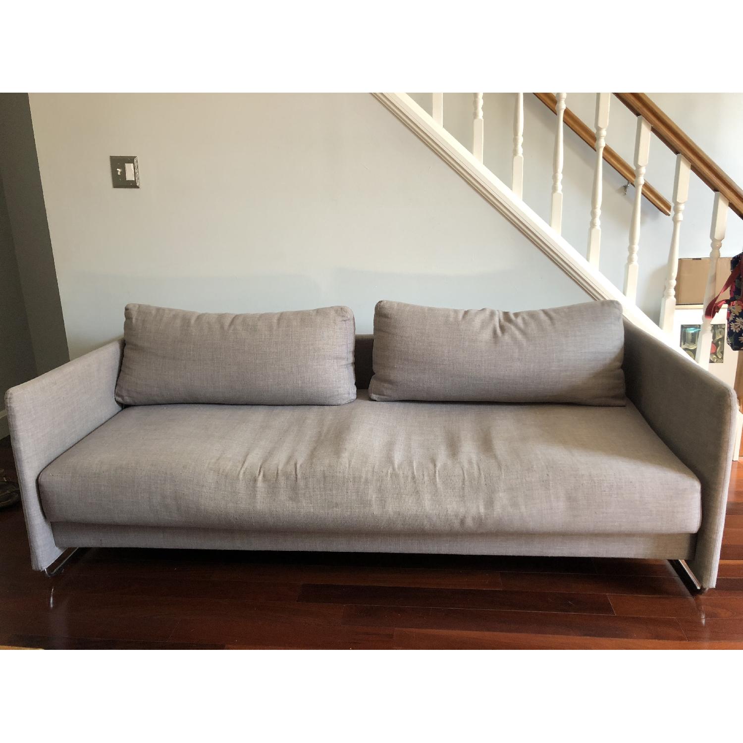 CB2 Tandom Microgrid Grey Sleeper Sofa - image-1