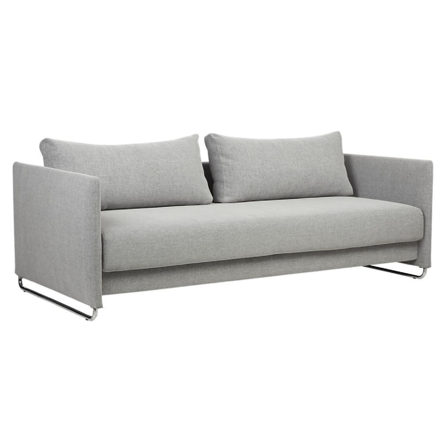 CB2 Tandom Microgrid Grey Sleeper Sofa - image-0