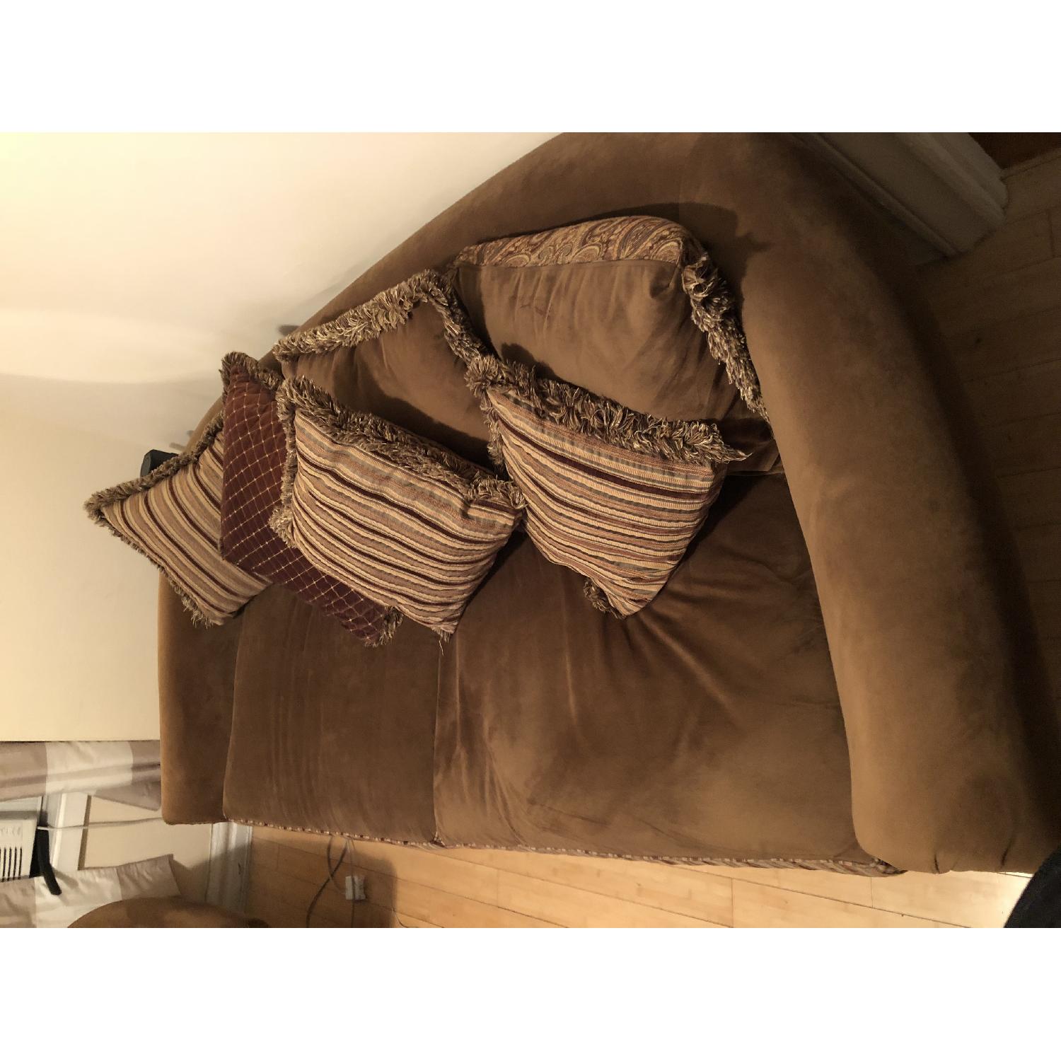 Cindy Crawford Brown Suede Sofa - image-2