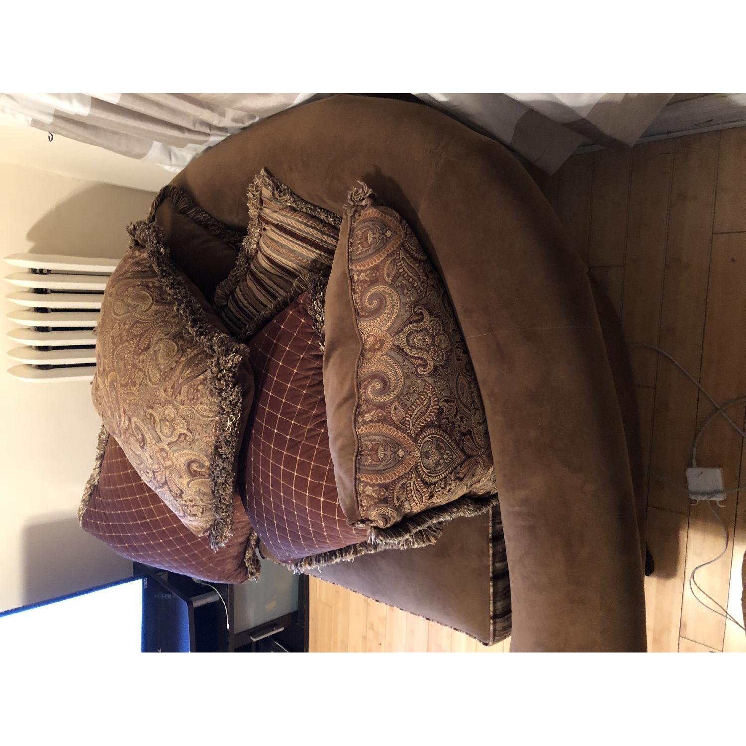 Cindy Crawford Brown Suede Sofa - image-4