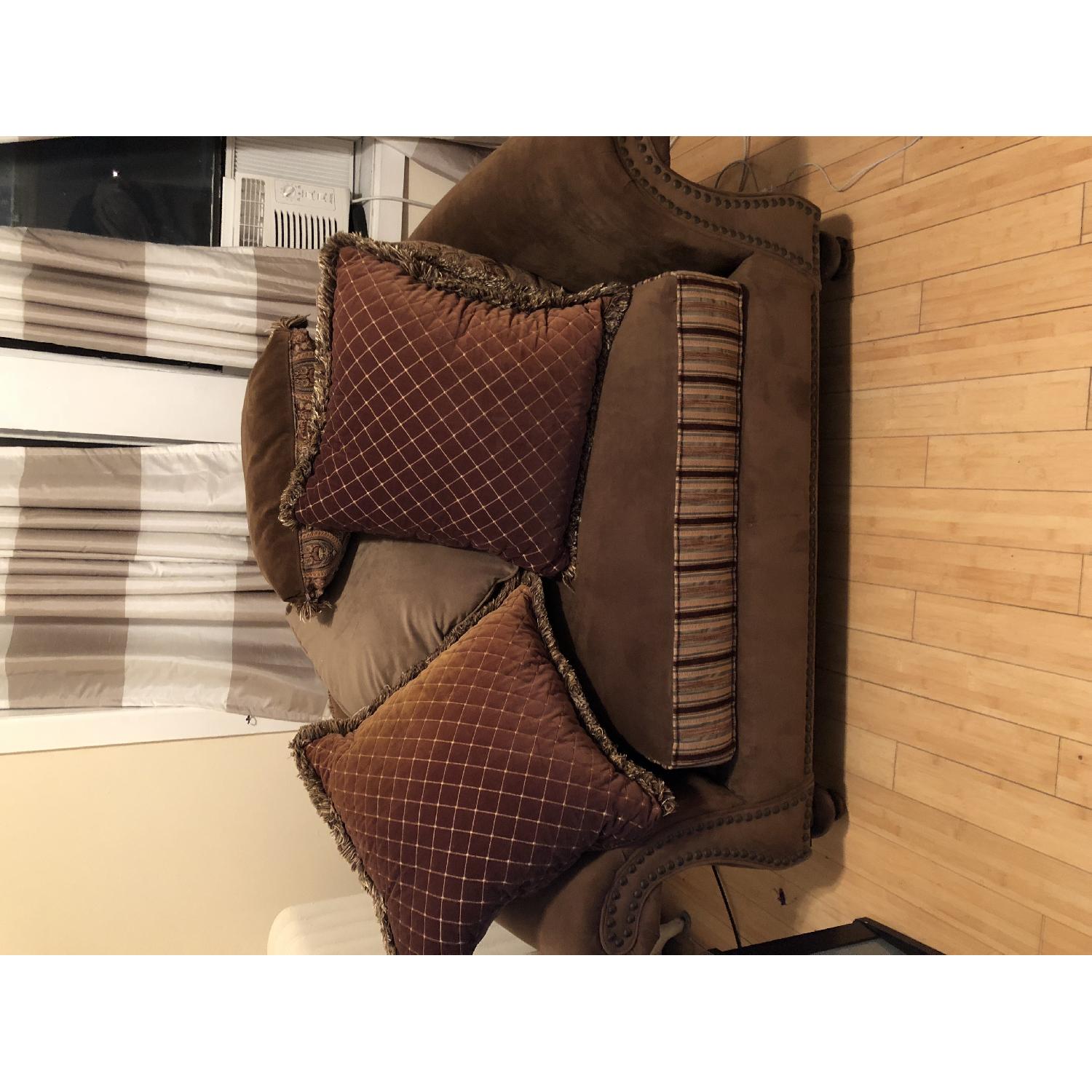 Cindy Crawford Brown Suede Sofa - image-5