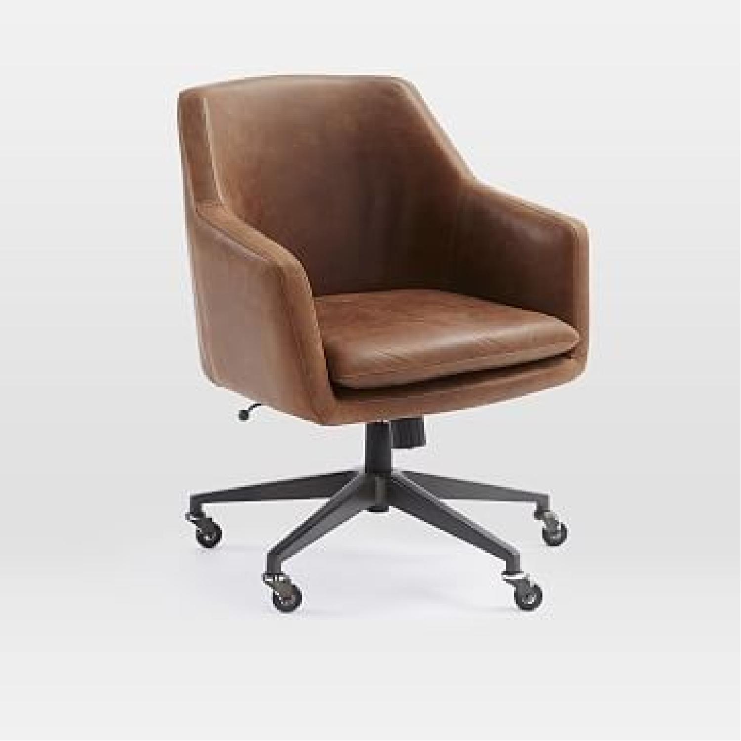 West Elm Helvetica Leather Office Chair - image-1