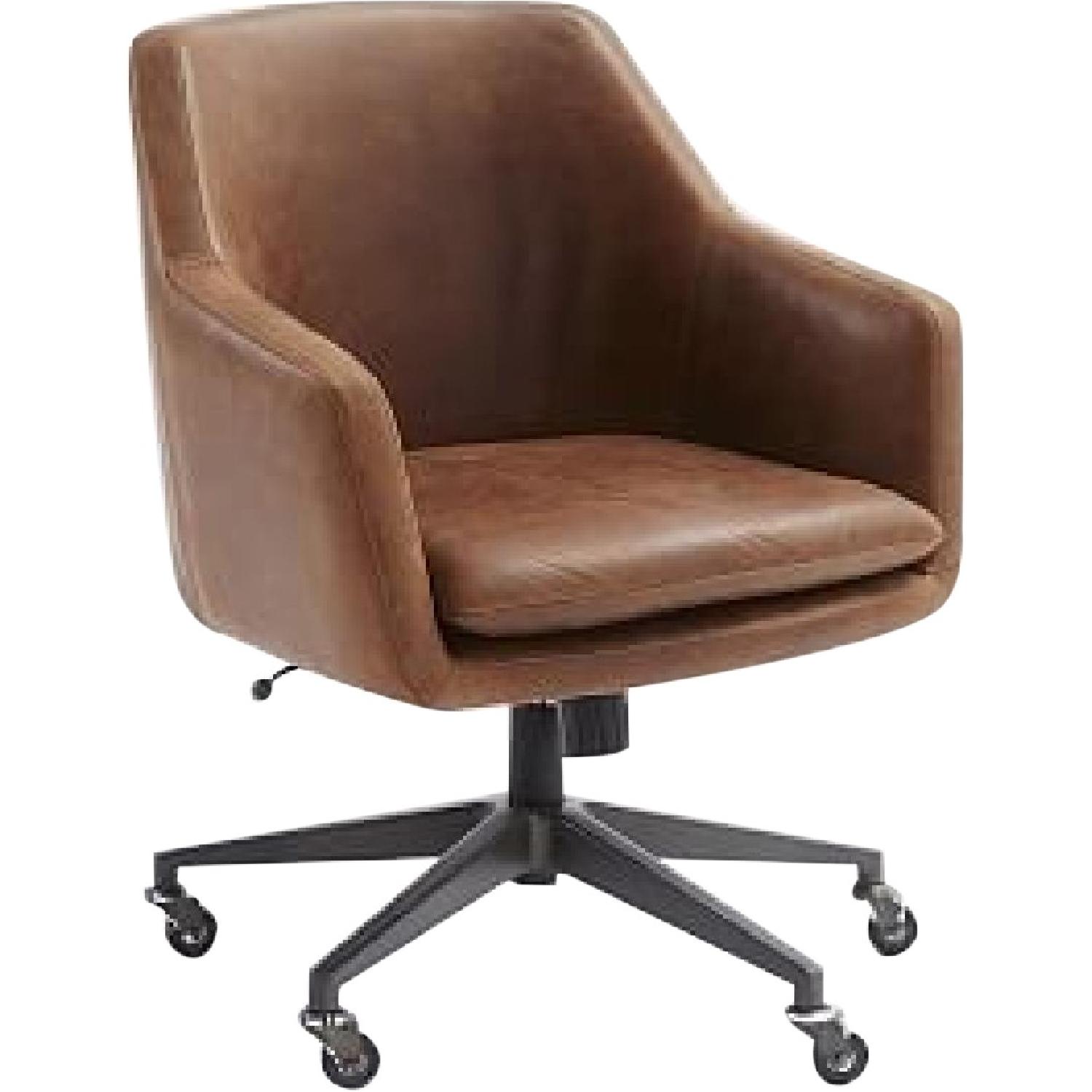 West Elm Helvetica Leather Office Chair - image-0