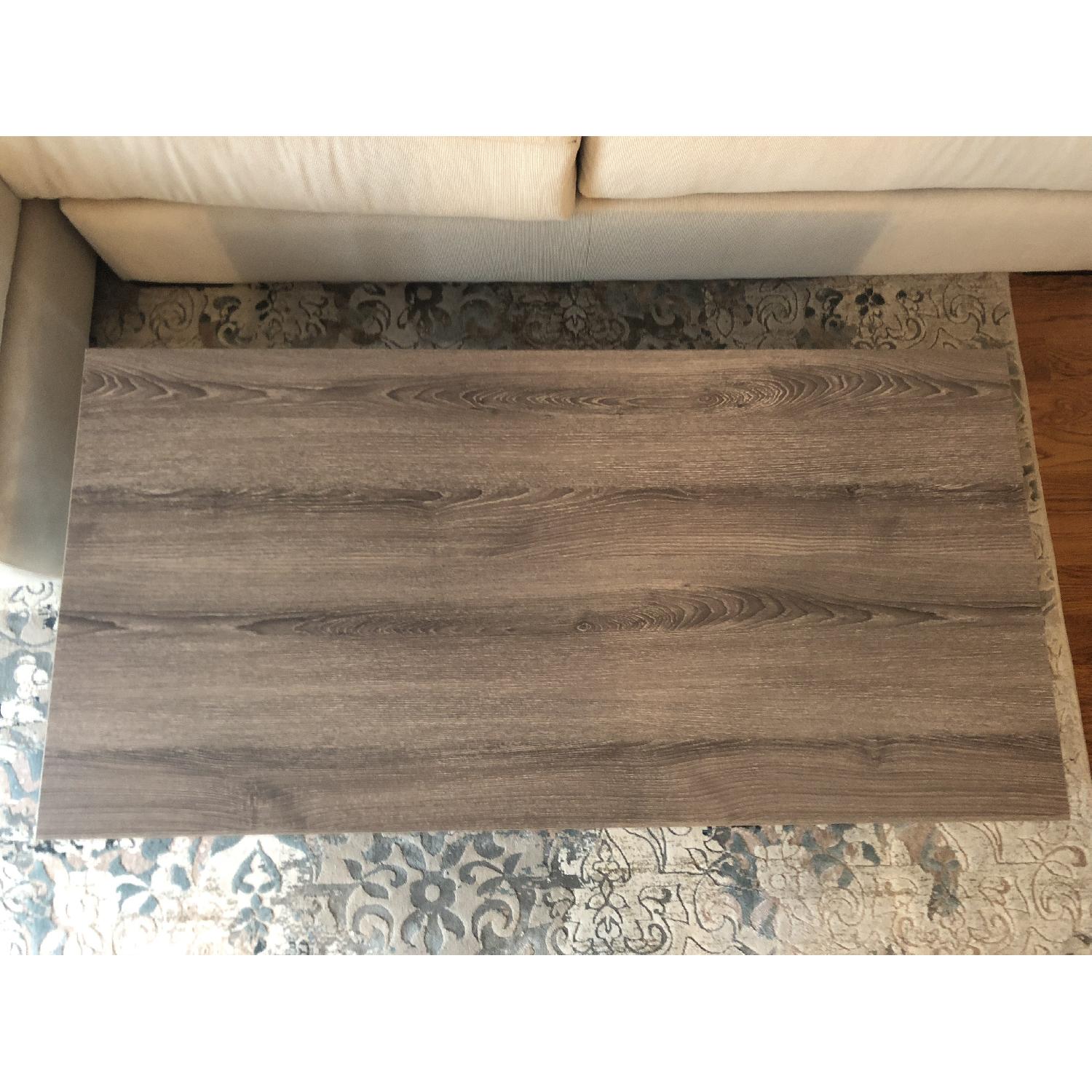 Wood & Silver Rectangular Coffee Table - image-4