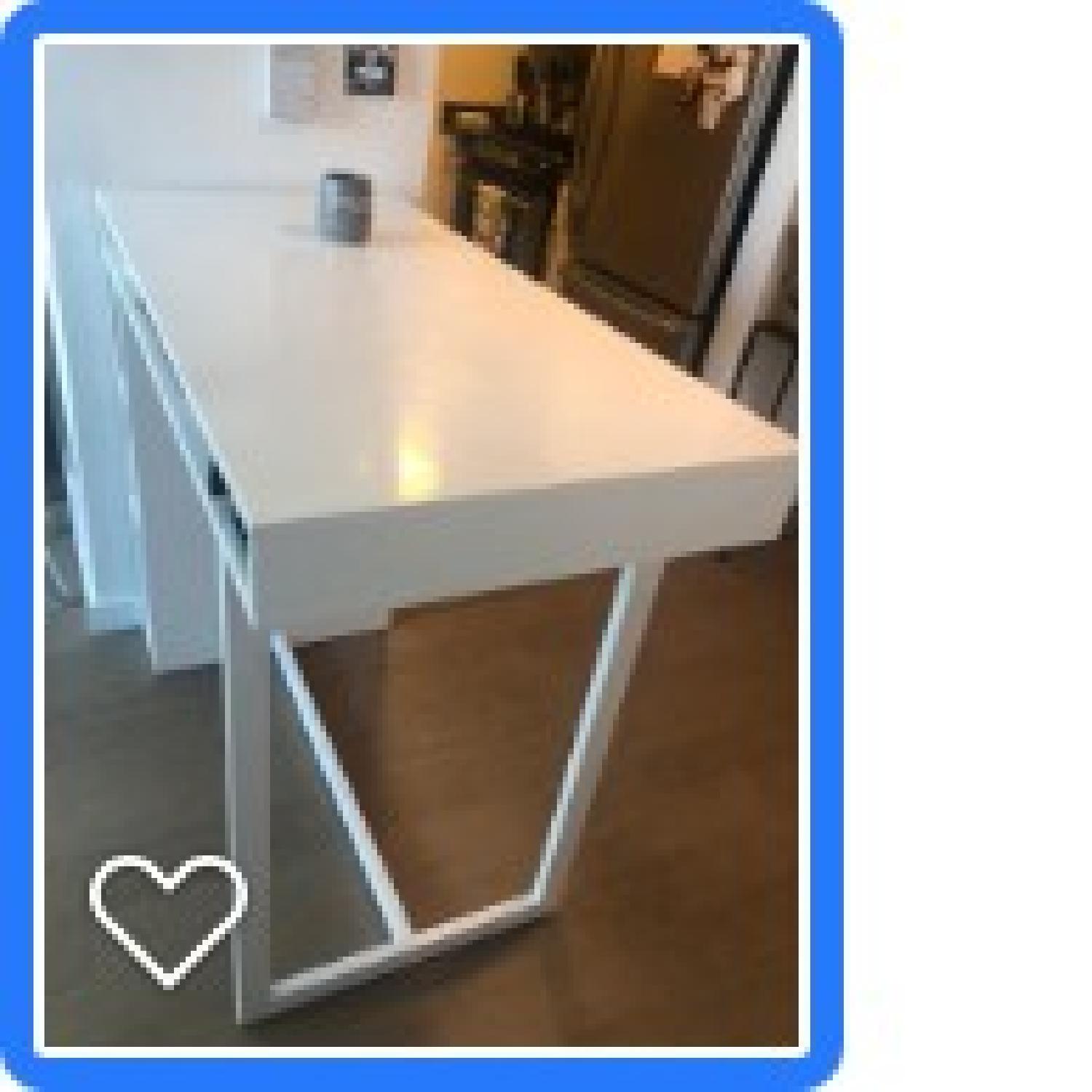 CB2 Public White High Dining Table AptDeco
