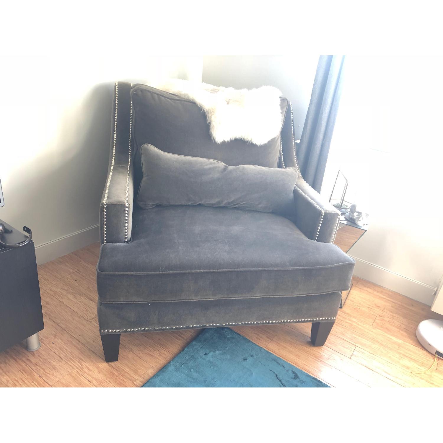 Z Gallerie Velvet Armchair in Dark Charcoal - image-2