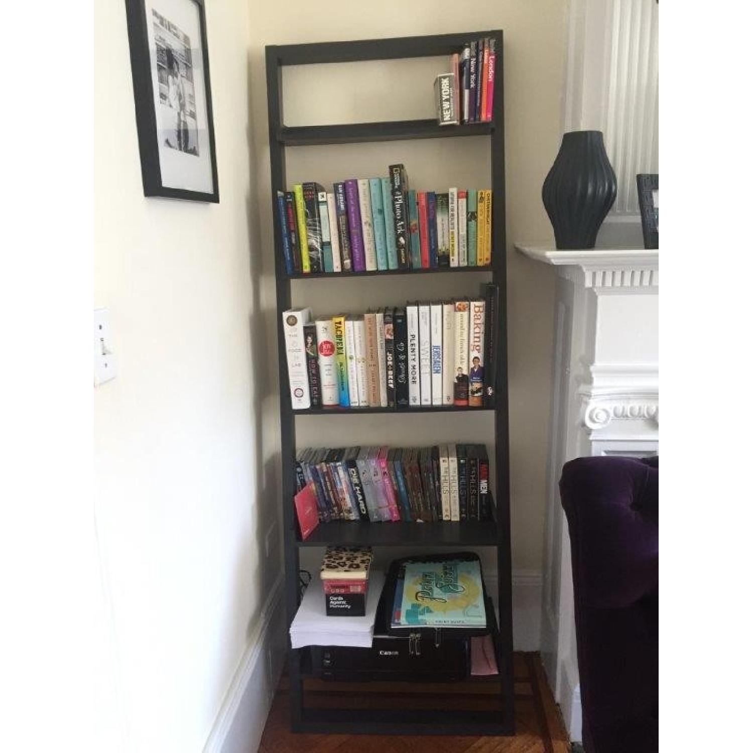 Crate & Barrel Sloane Leaning Bookcase in Black/Grey AptDeco