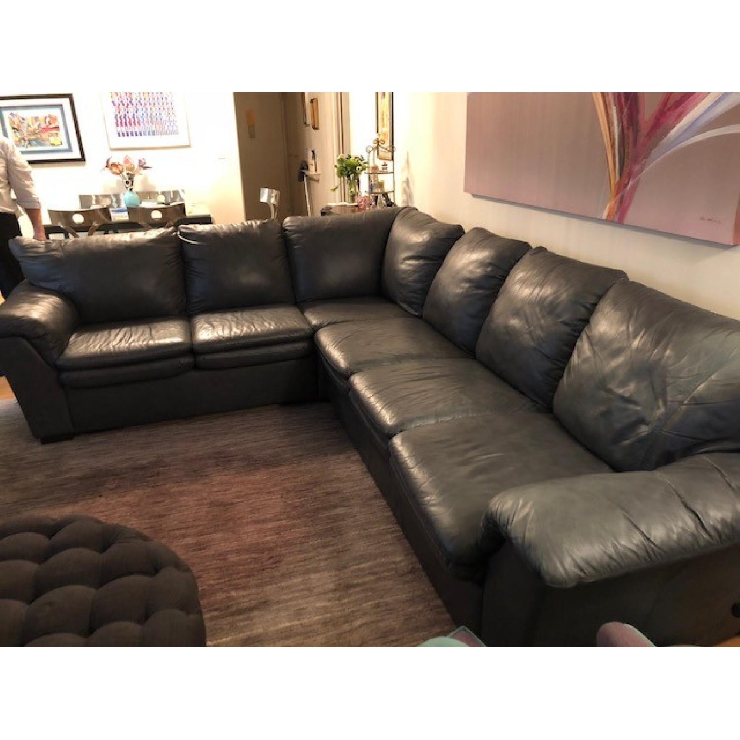 Jaymar 3-Piece Leather Sectional Sofa in Charcoal Grey - image-1