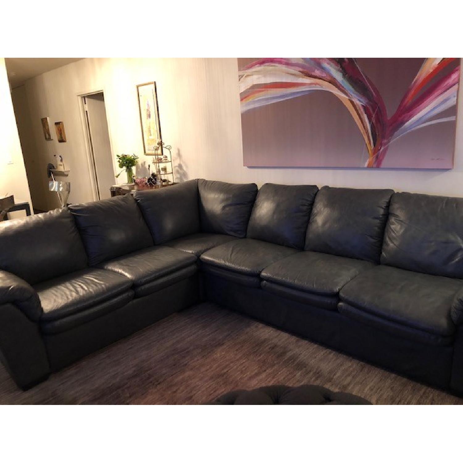 Jaymar 3-Piece Leather Sectional Sofa in Charcoal Grey - image-2