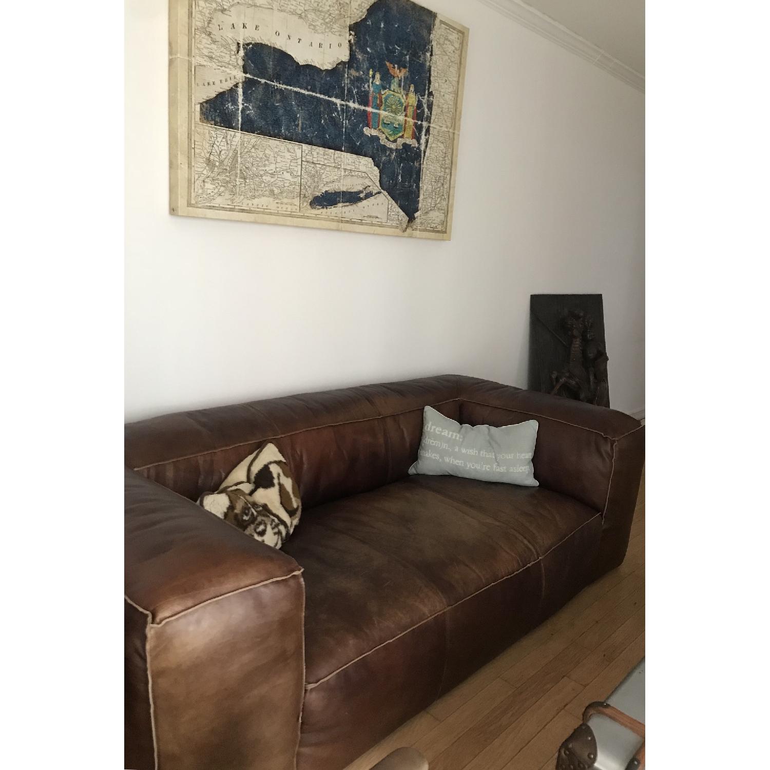 Brown Leather Chaise Sofa - image-1