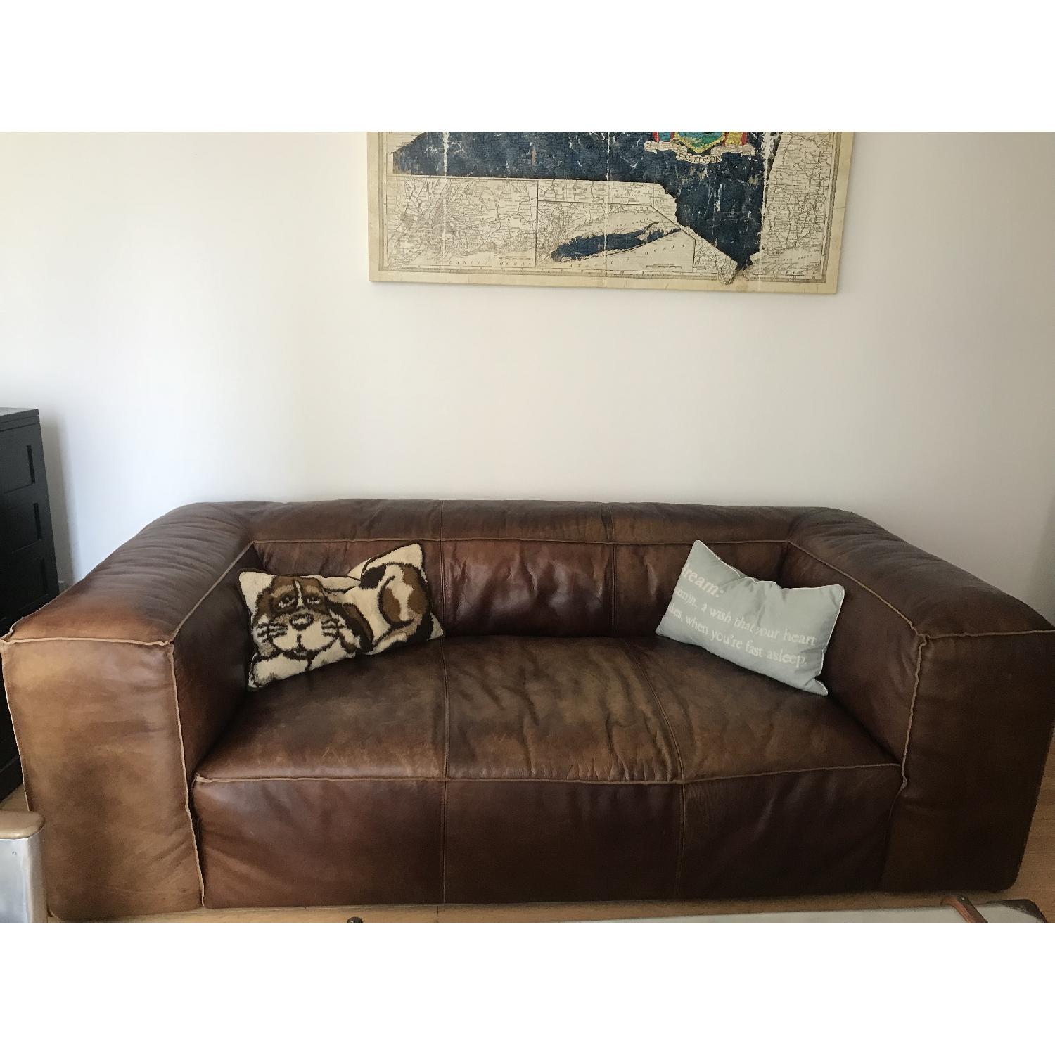 Brown Leather Chaise Sofa - image-2