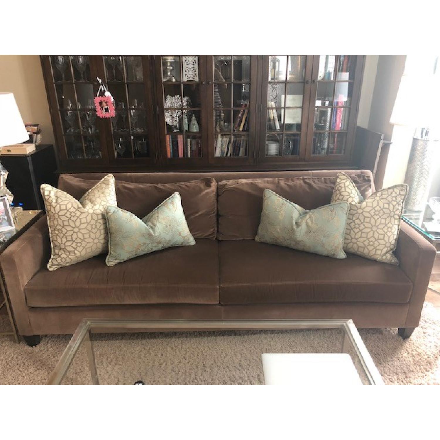 Ethan Allen Monterey Chocolate Brown Velour Sofa - image-1