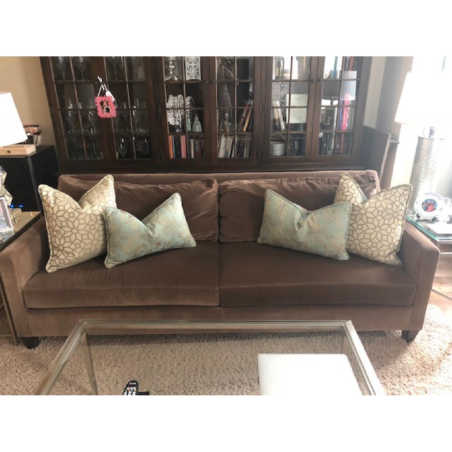 Ethan Allen Monterey Chocolate Brown Velour Sofa - image-2