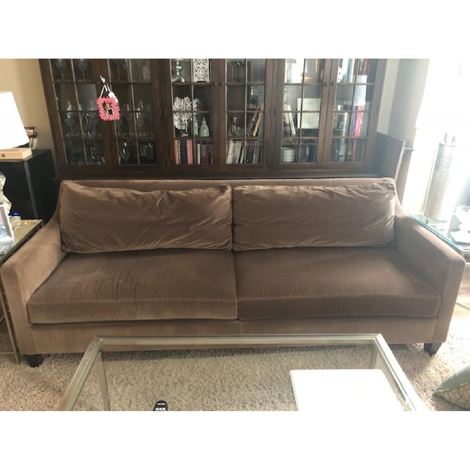 Ethan Allen Monterey Chocolate Brown Velour Sofa - image-4