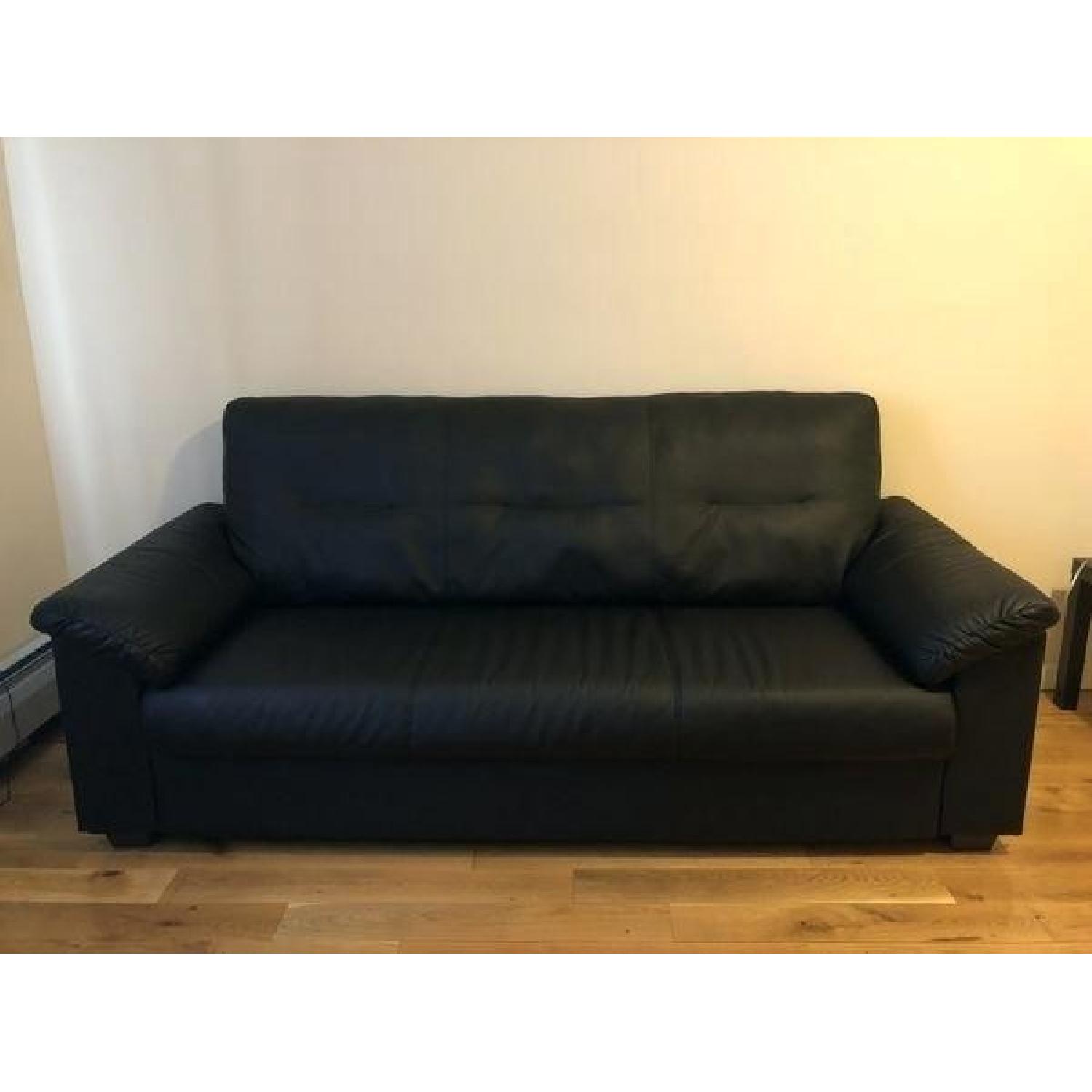 Ikea Knislinge Black Leather Sofa AptDeco