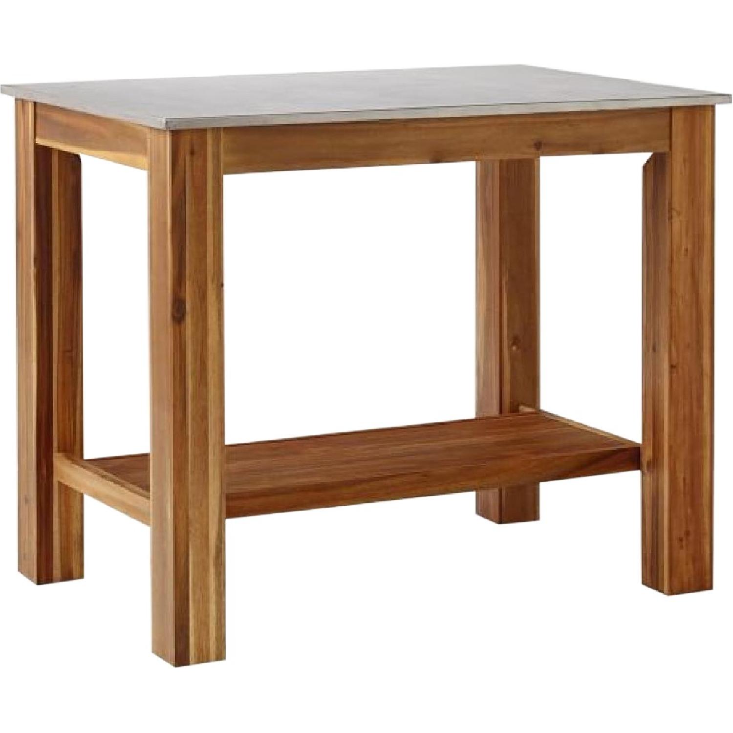 West Elm Rustic Kitchen Island w/ 2 Stools AptDeco