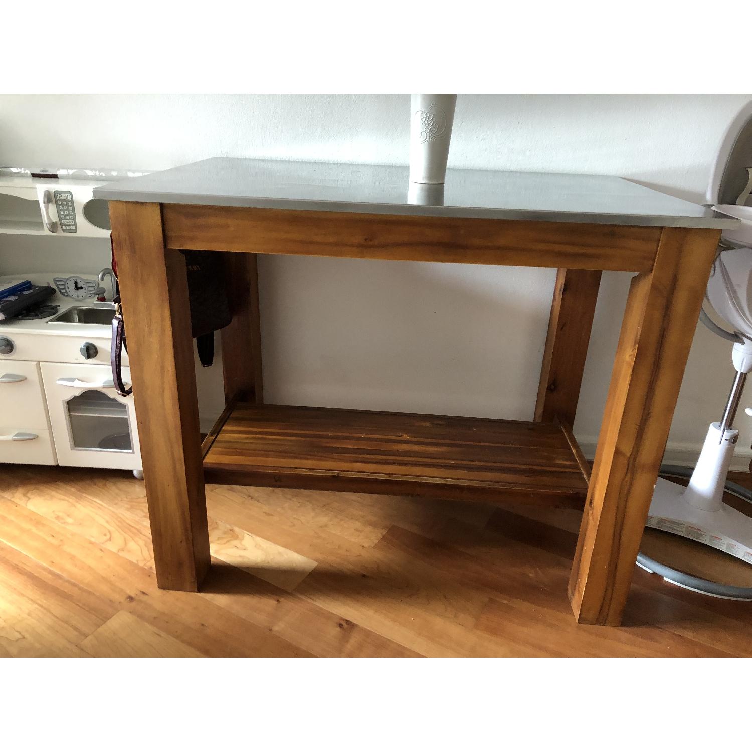 West Elm Rustic Kitchen Island w/ 2 Stools AptDeco