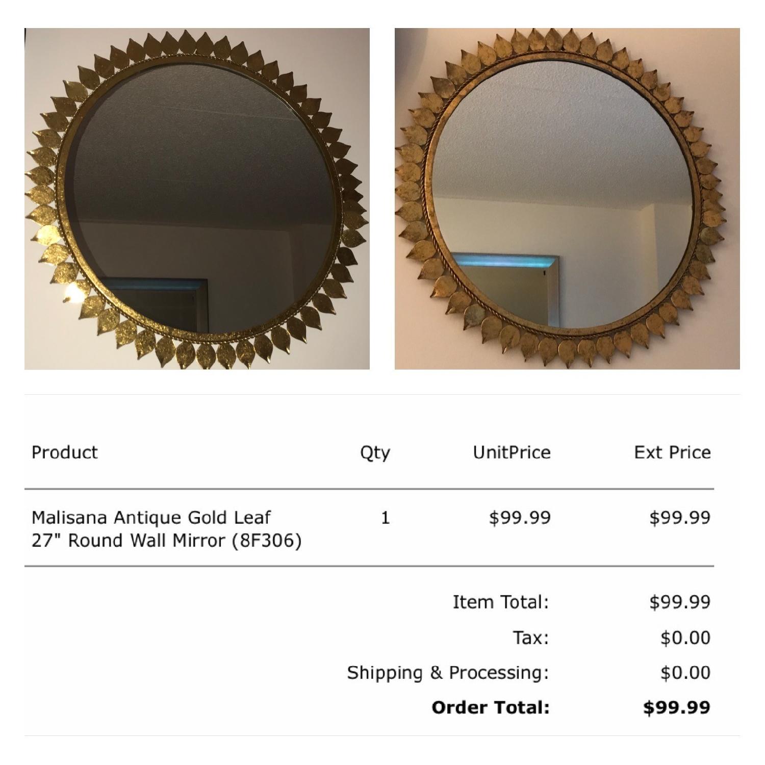 Lamps Plus Round Gold Leaf Mirror - image-2