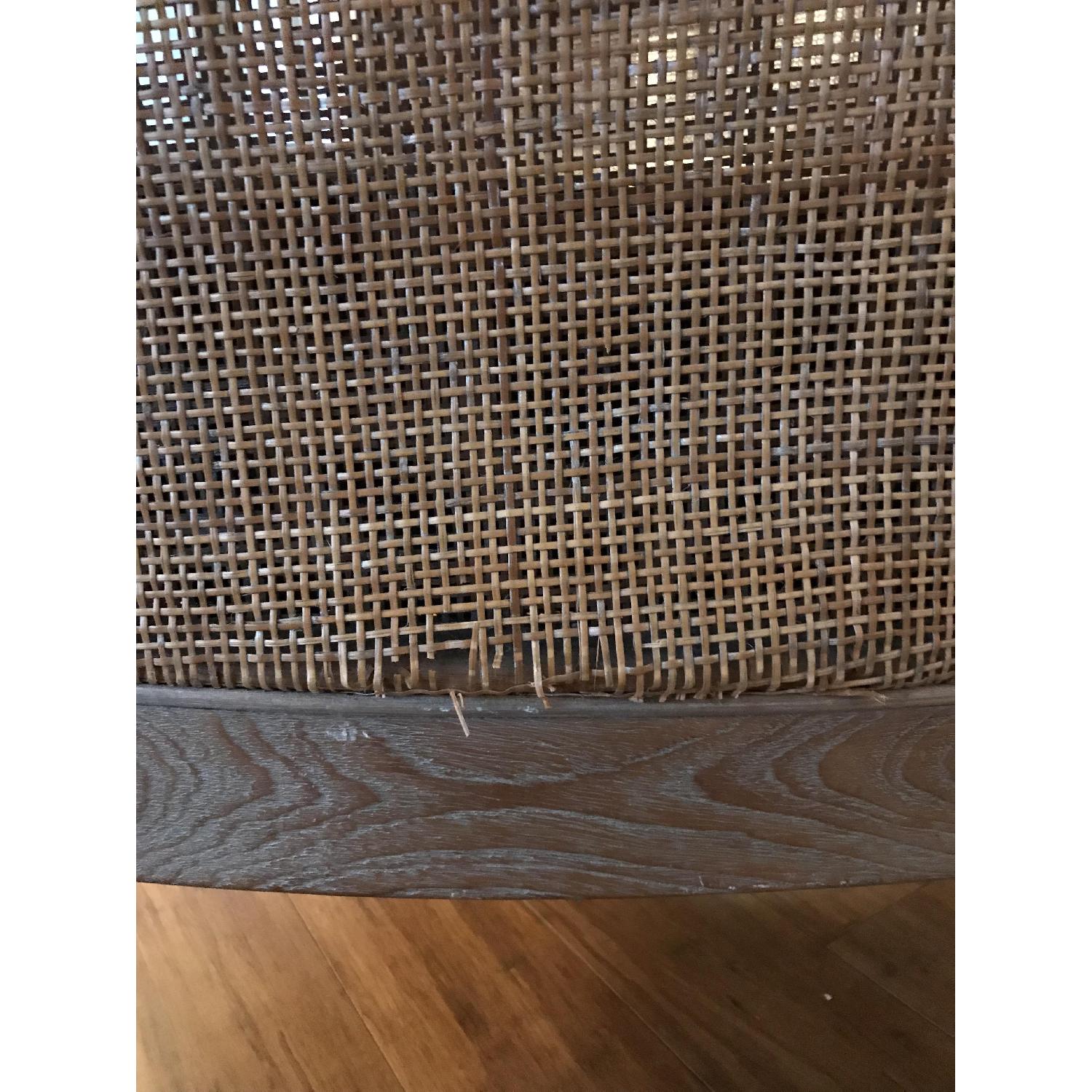 Crate & Barrel Grey Wash Rattan Chair w/ Leather Cushion AptDeco