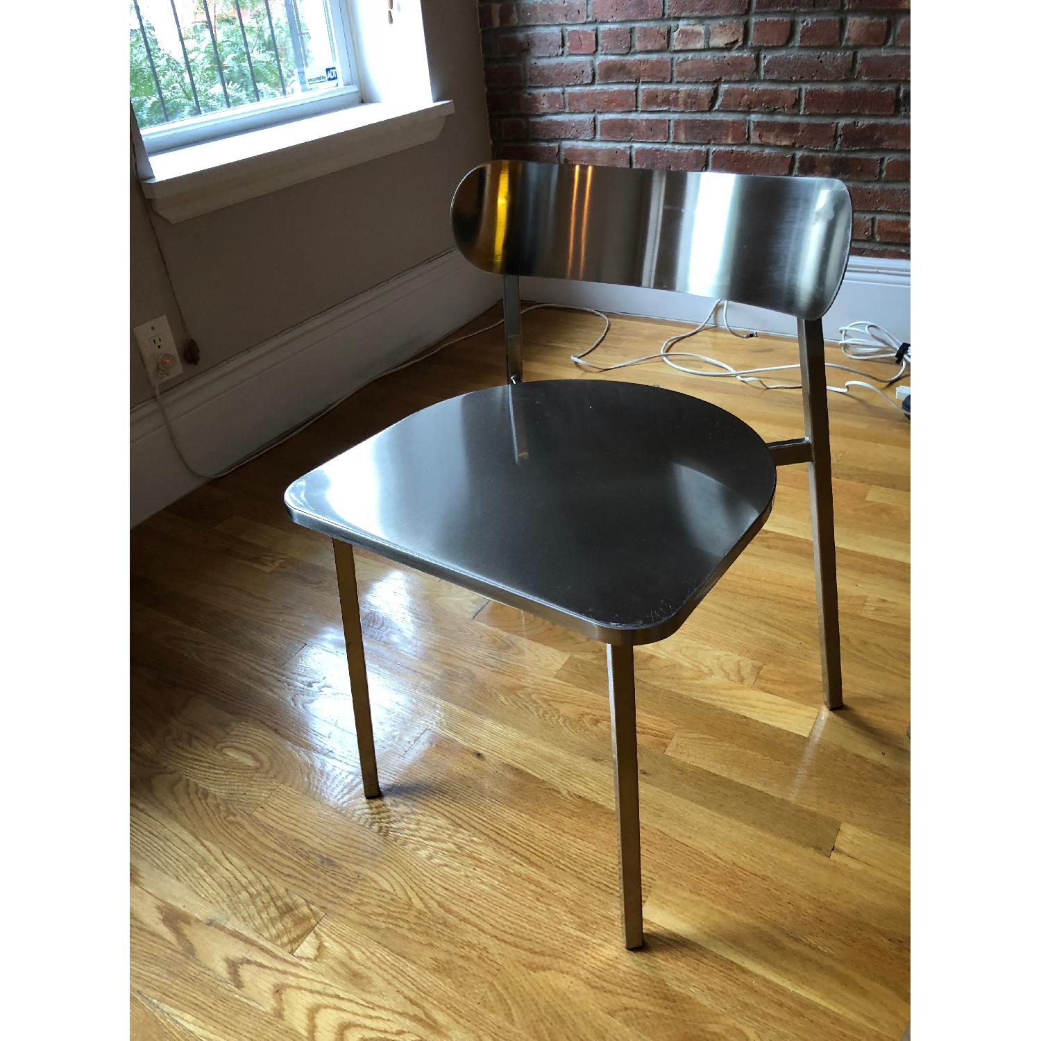 CB2 Fleet Brushed Nickel Dining Chairs - image-1