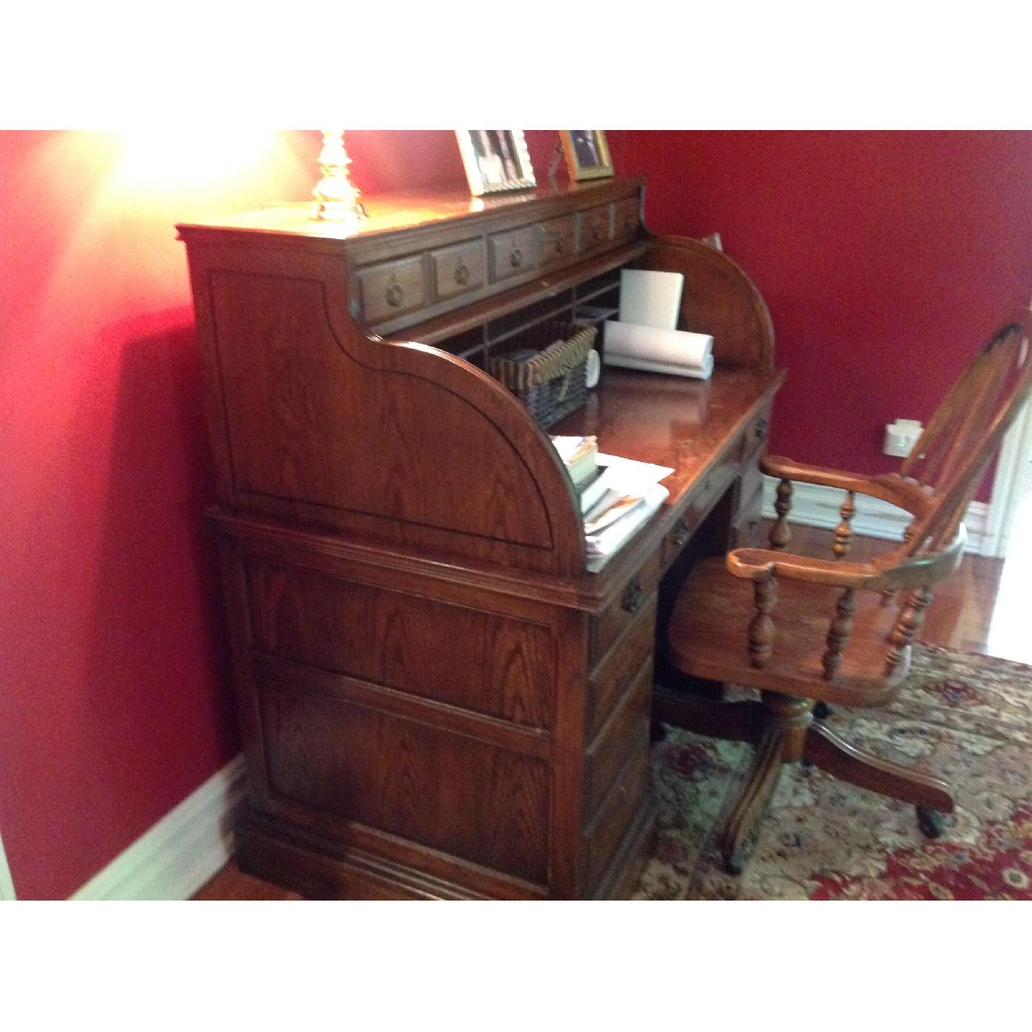 Ethan Allen Farrell Roll Top Desk & Chair - image-3