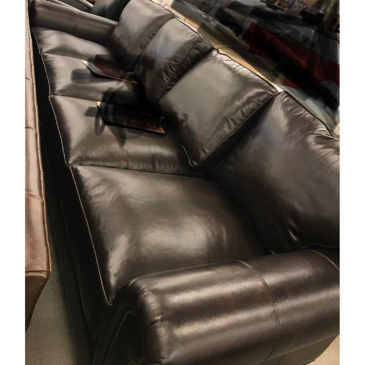 Pottery Barn Webster Brown Leather Sectional Sofa - image-2