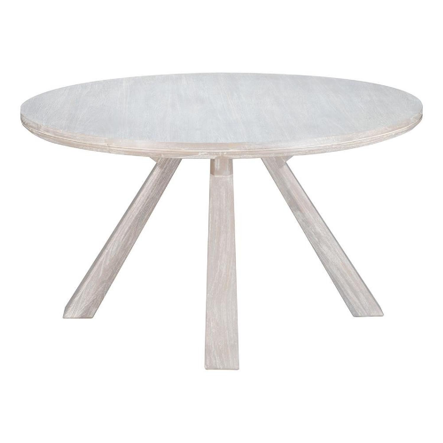 Zuo Whitewashed/Gray Acacia Wood Round Dining Table - image-0