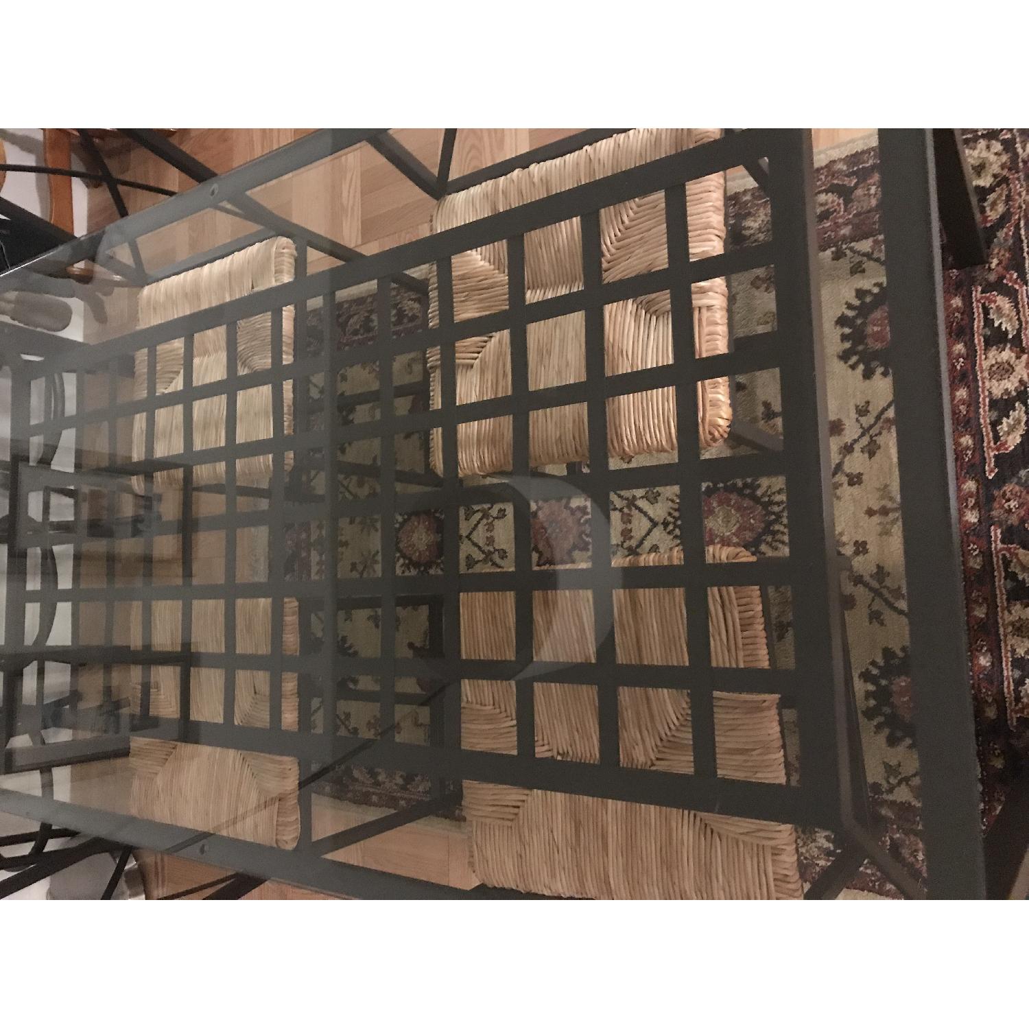 Ikea Glass Top Dining Table w/ 4 Rattan Seat Dining Chairs - image-3