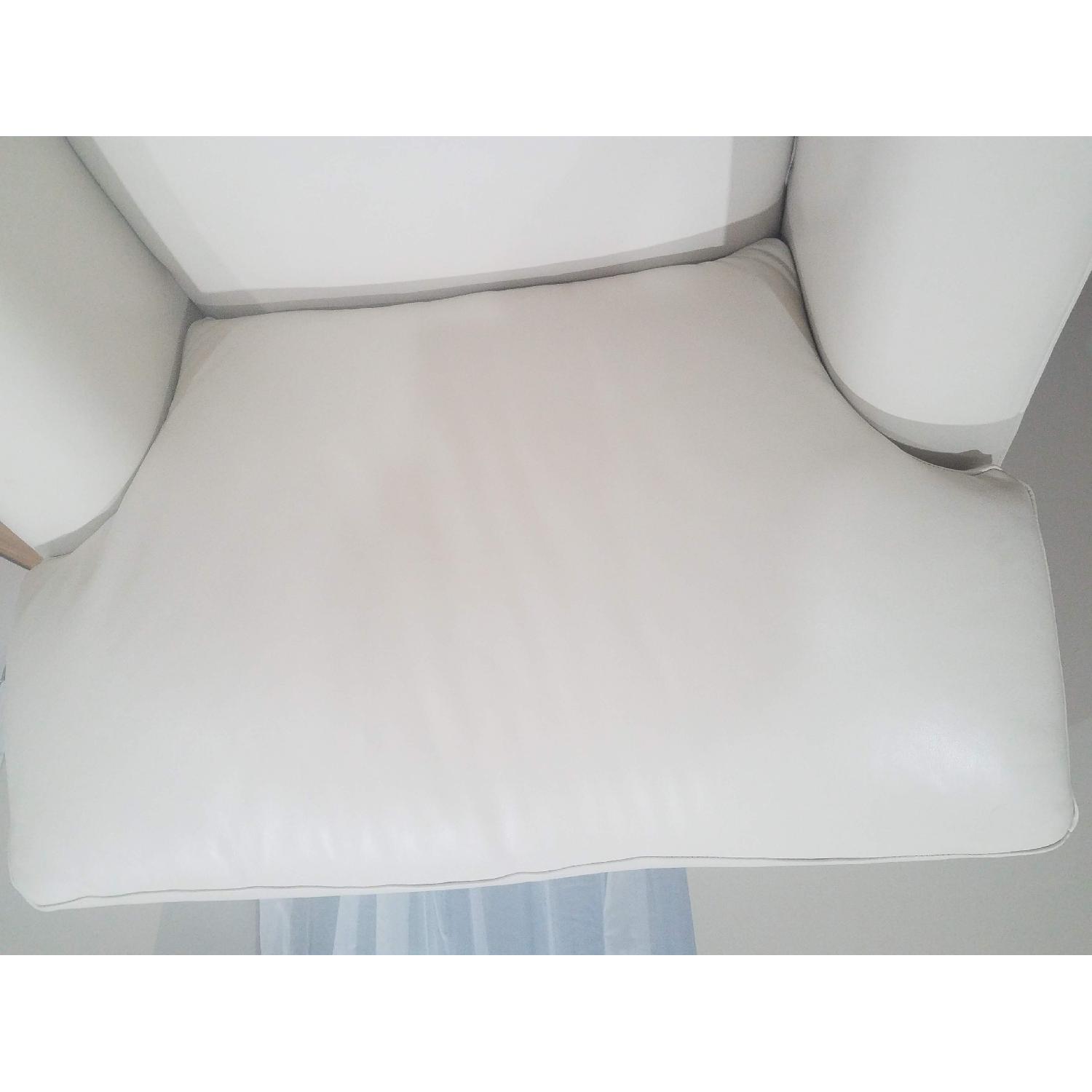 Off White Leather Arm Chair - image-1