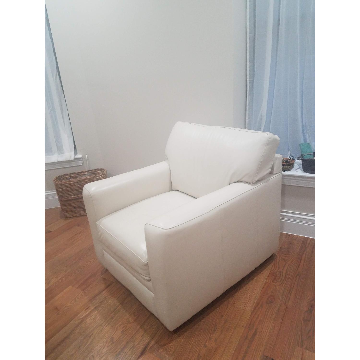 Off White Leather Arm Chair - image-2