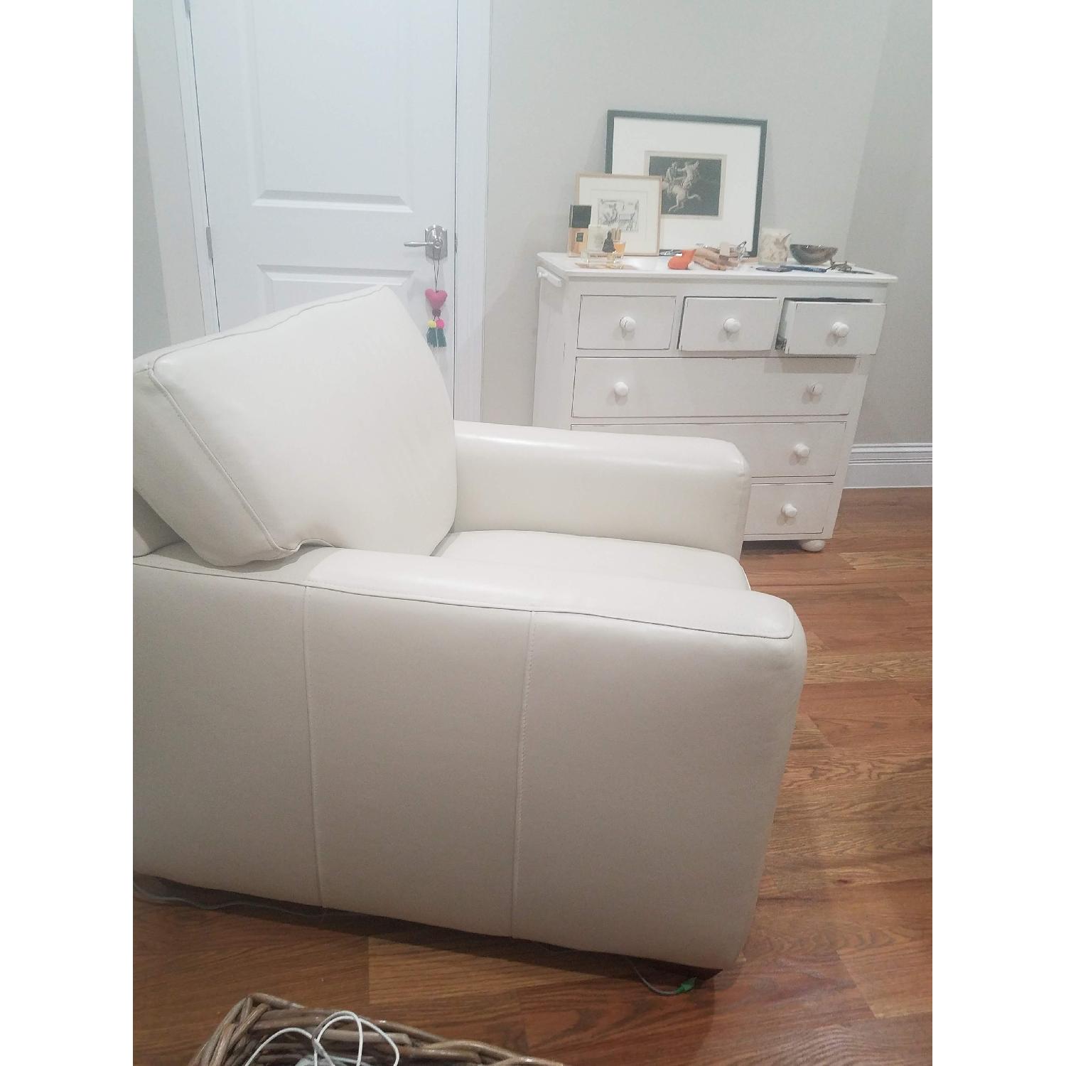 Off White Leather Arm Chair - image-3