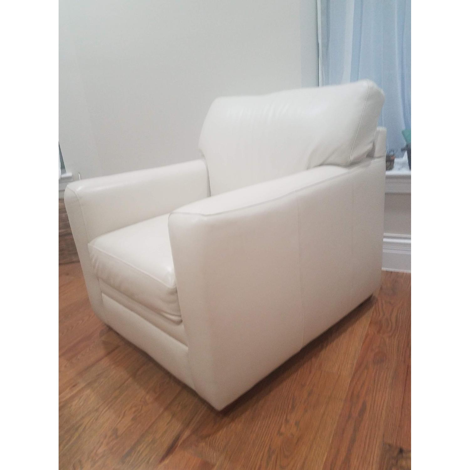 Off White Leather Arm Chair - image-4
