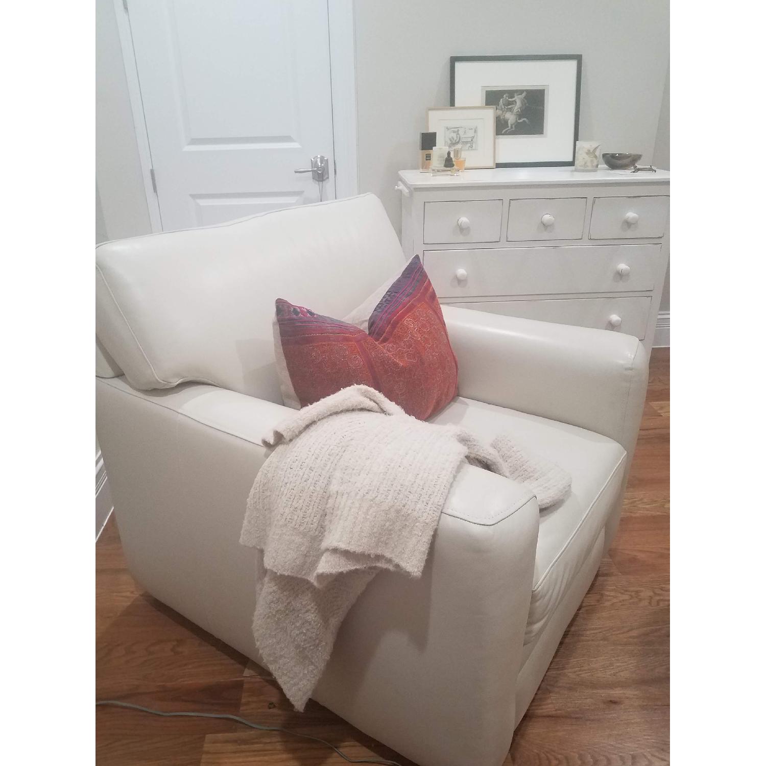 Off White Leather Arm Chair - image-6