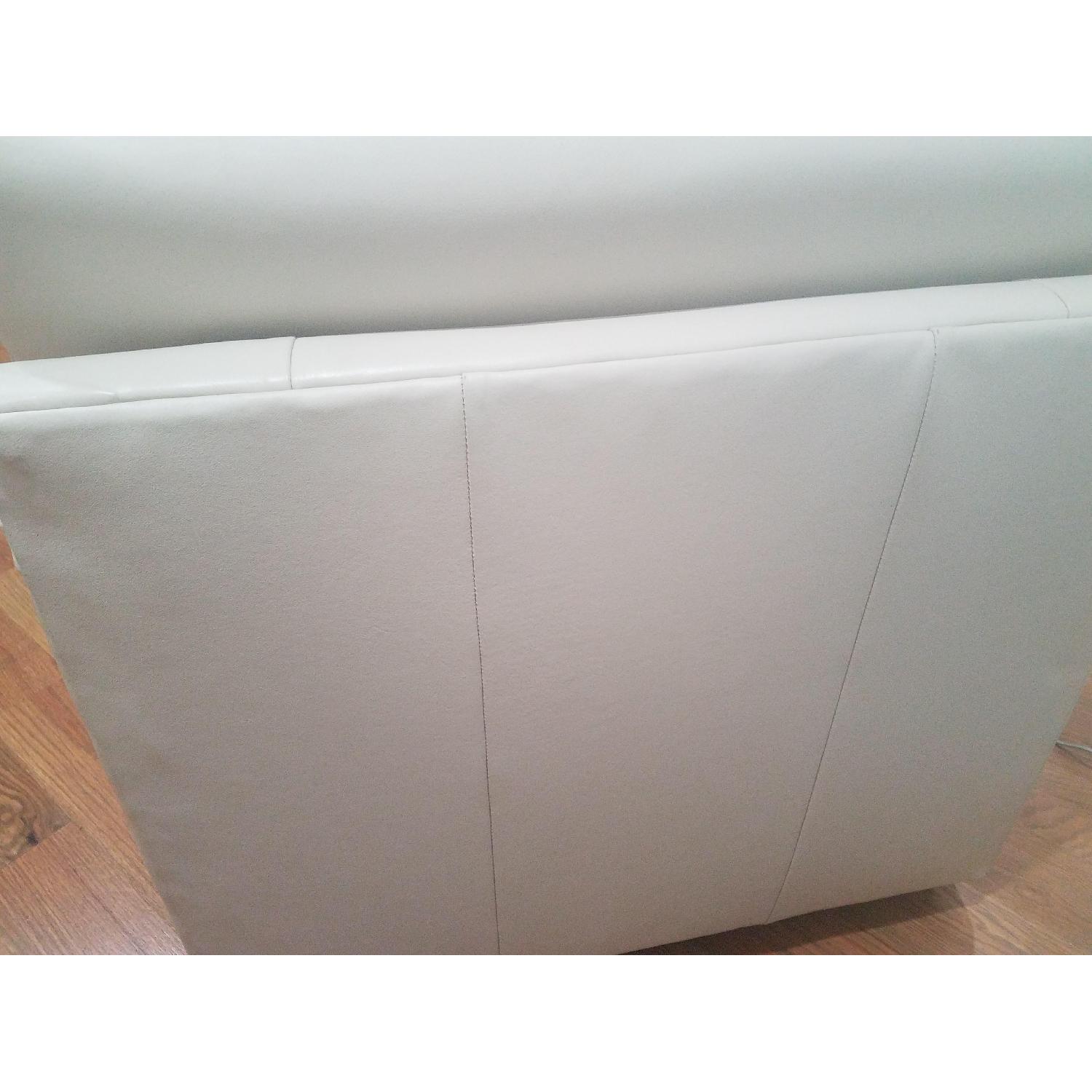 Off White Leather Arm Chair - image-7