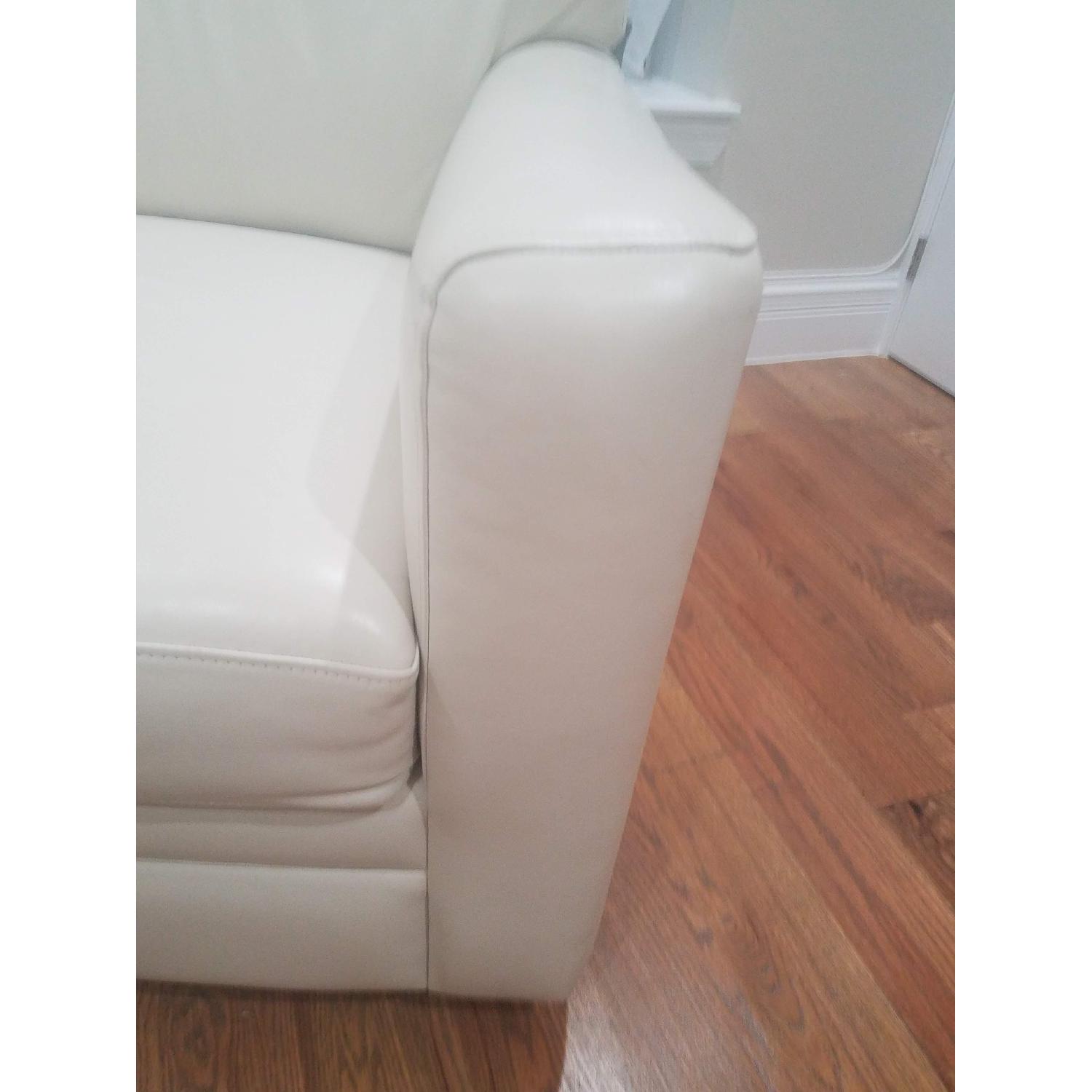 Off White Leather Arm Chair - image-8