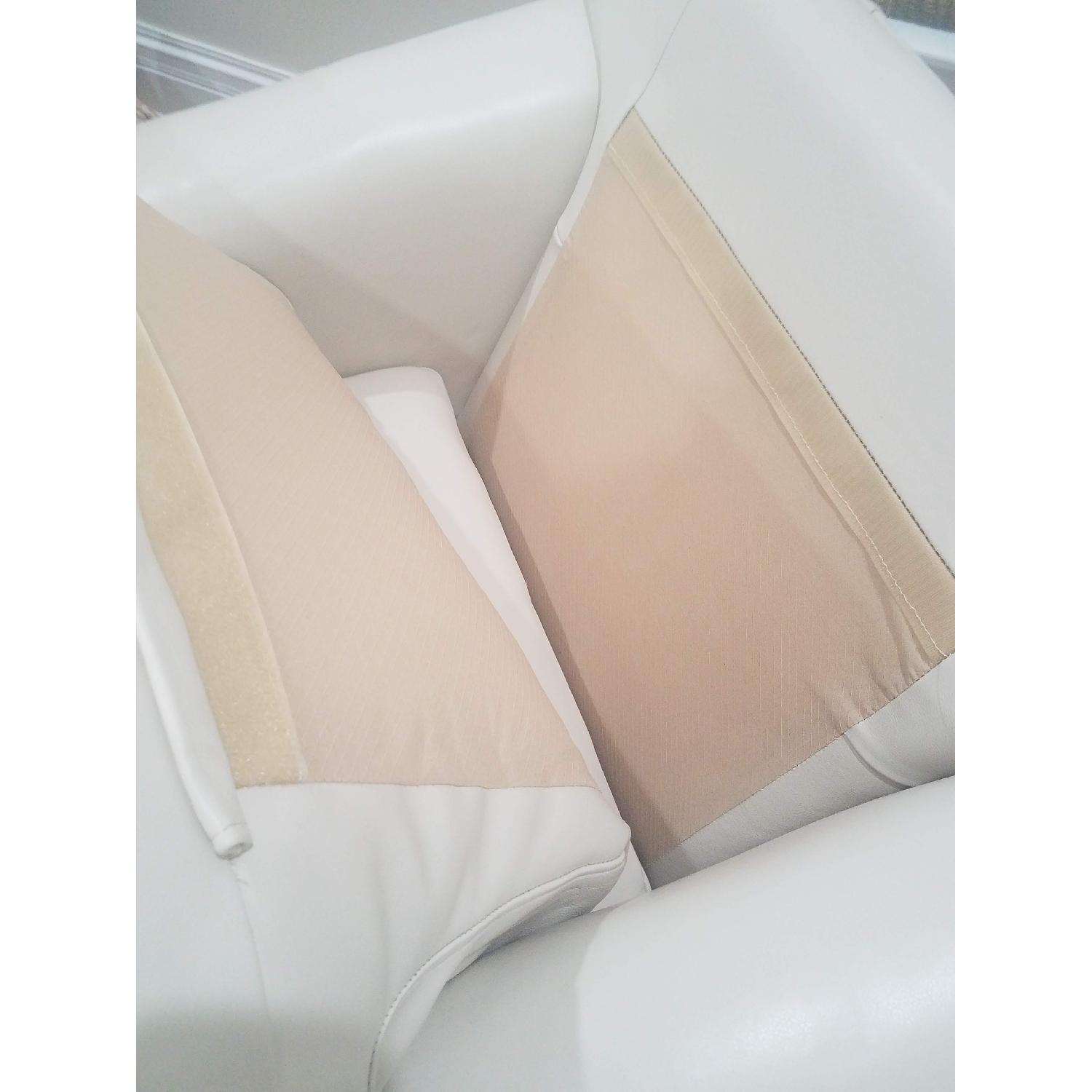 Off White Leather Arm Chair - image-11