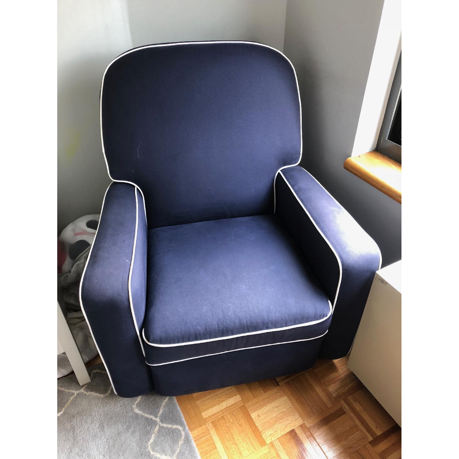 Swivel Glider Navy Blue Recliner - image-1